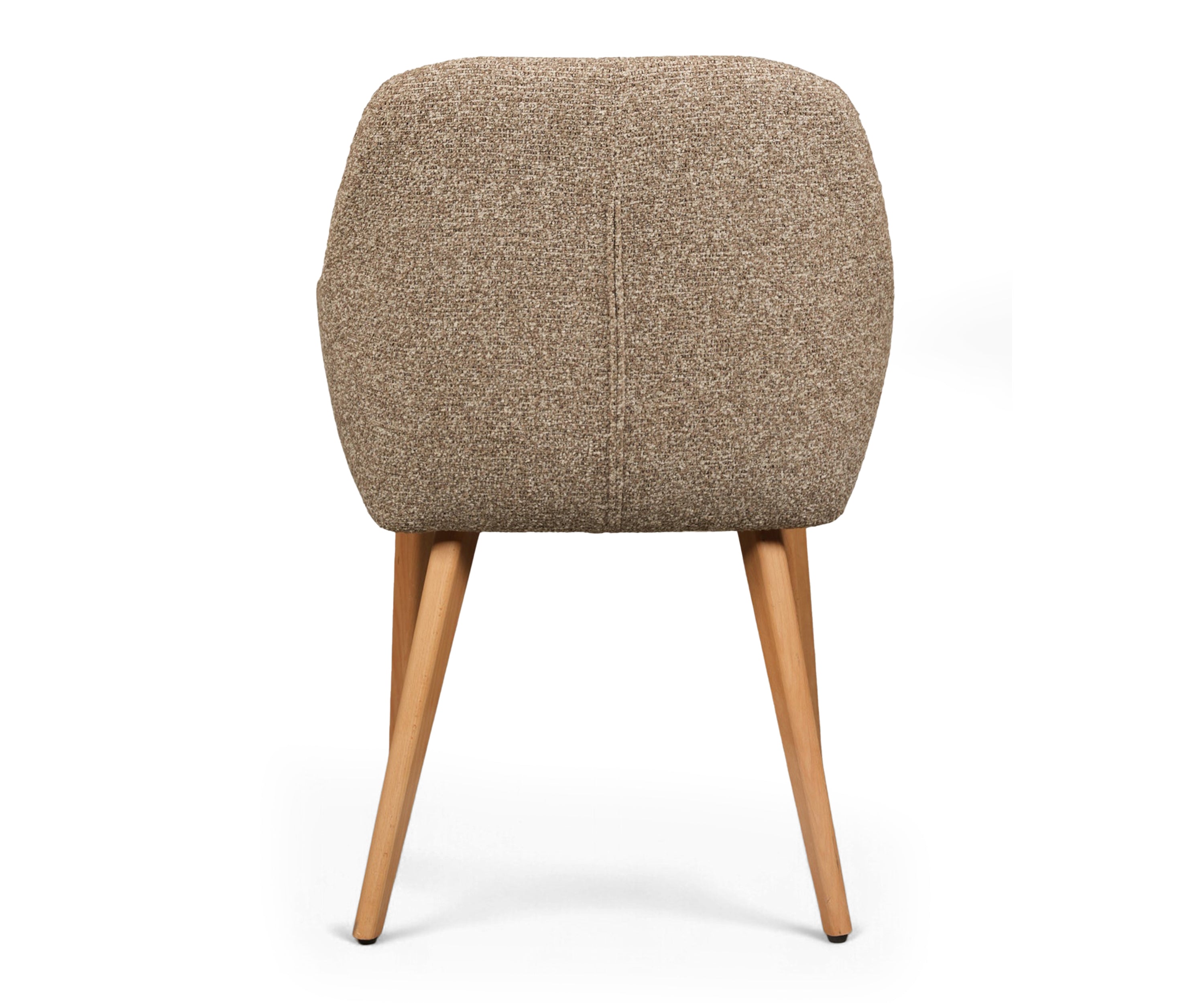 Taupe Textured Upholstered Arm Dining Chair with Natural Wood Legs