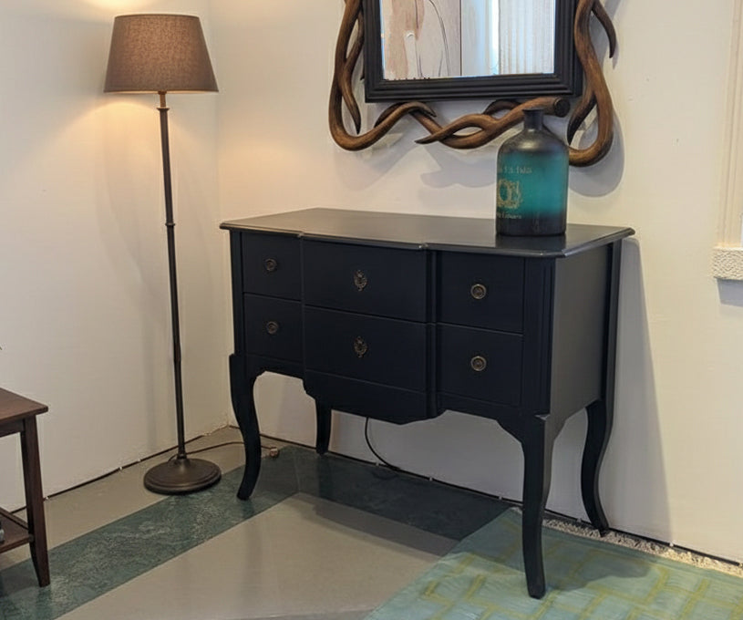 English Style Black Wooden Chest of Drawers