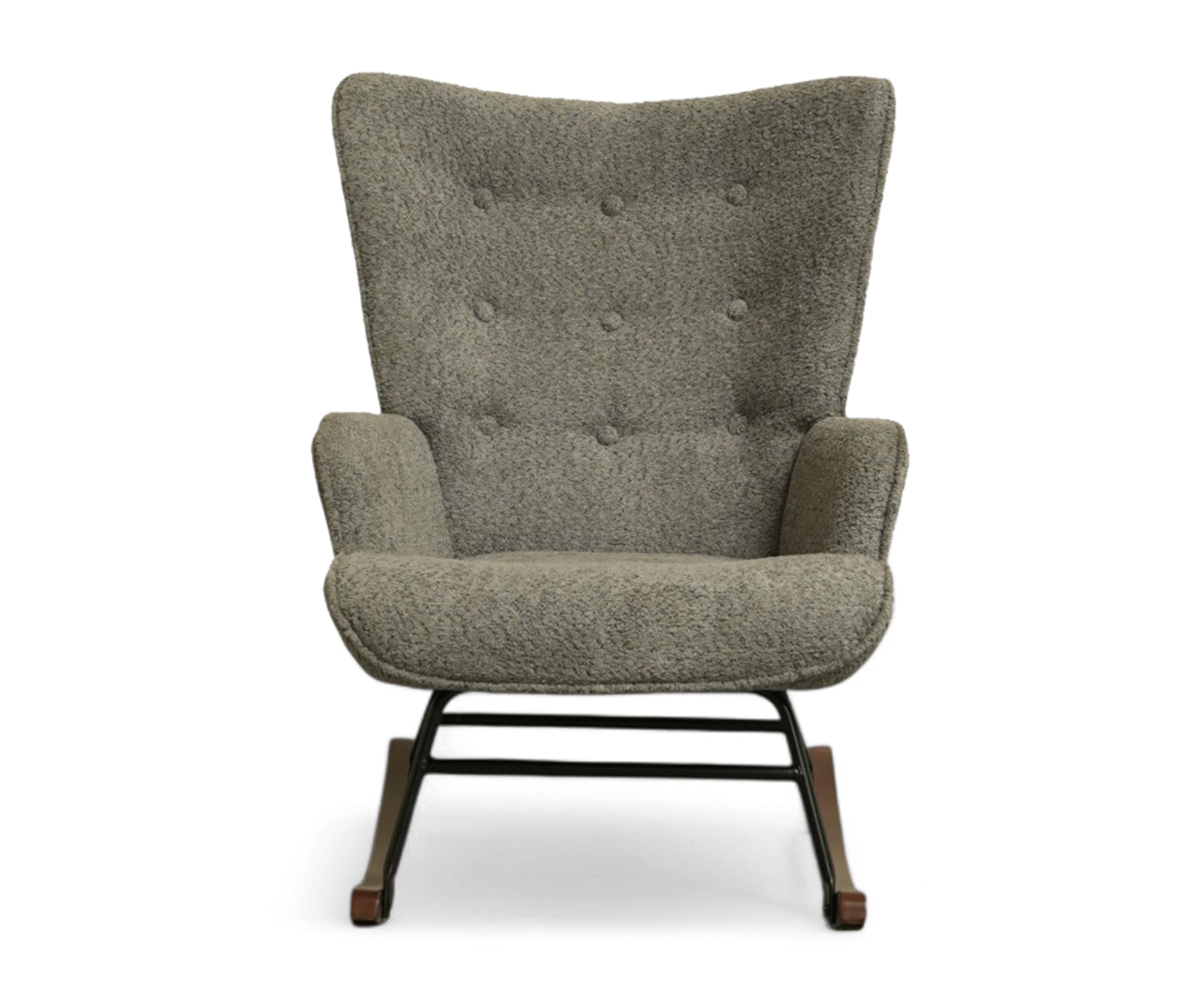 High Back Bouclé Rocker Chair - Gray