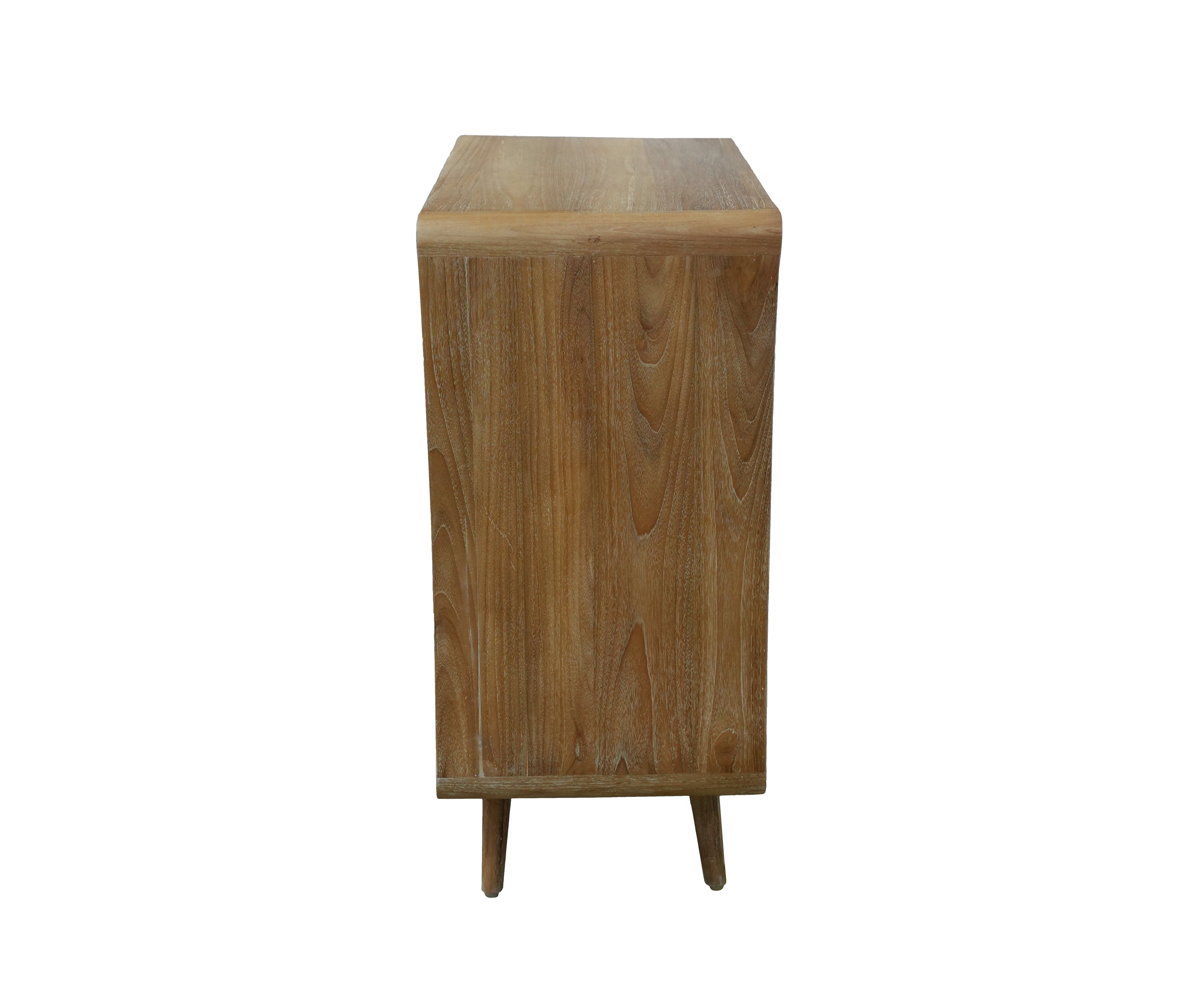 Modern Natural Teak Cabinet with Drawers and Door