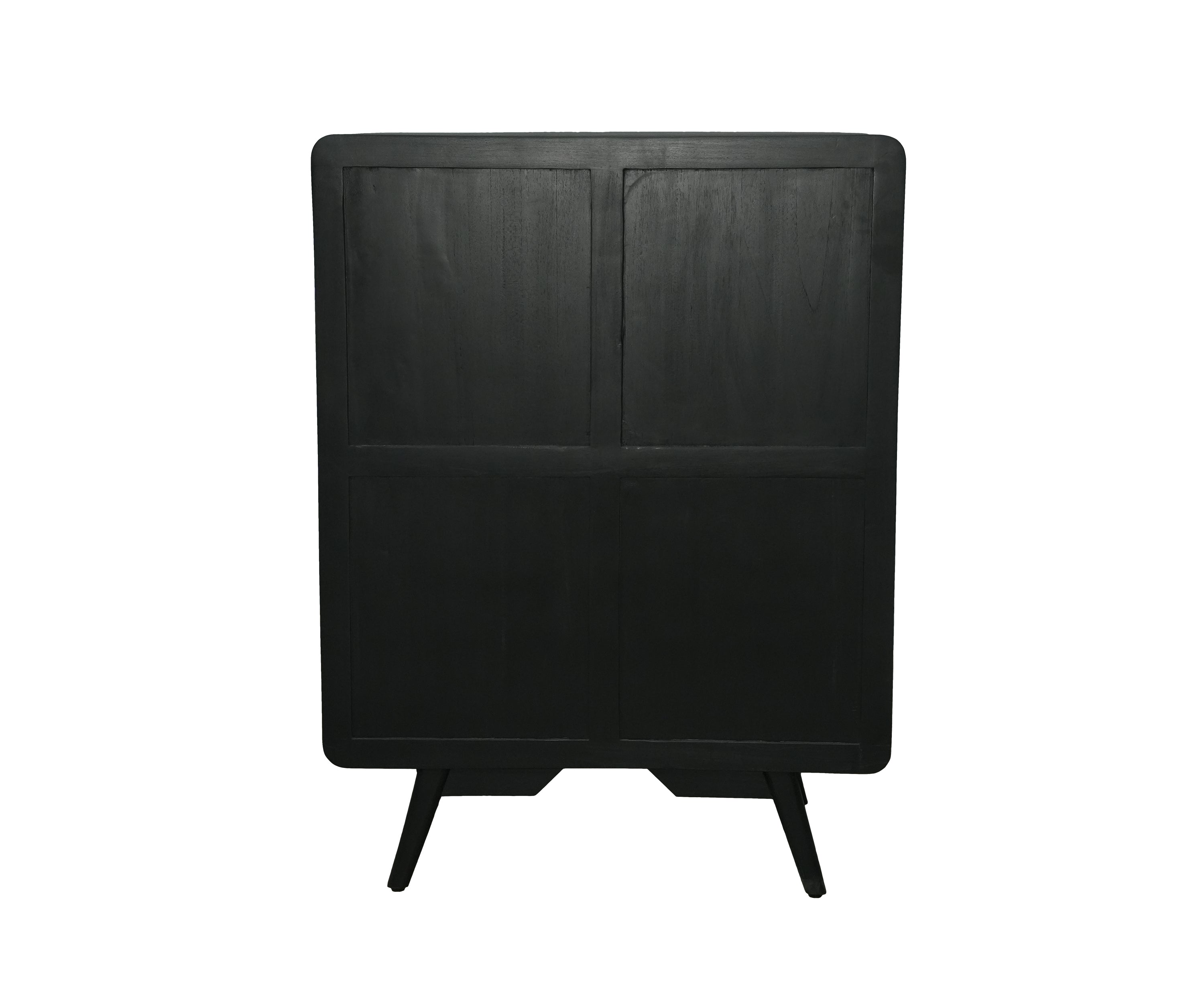 Black Wood and Cane Double Door Cabinet