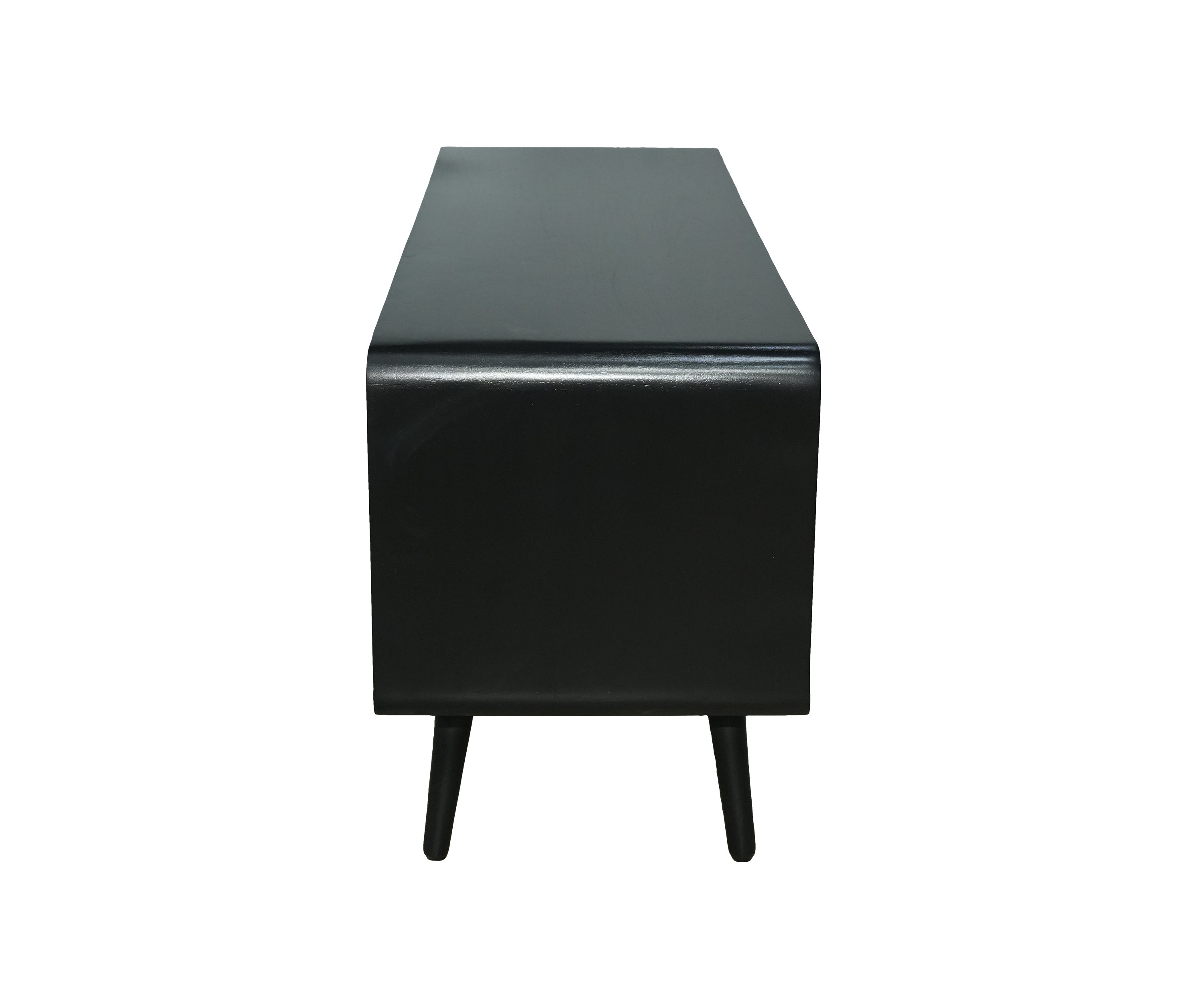 Black Fluted Rectangular TV Unit