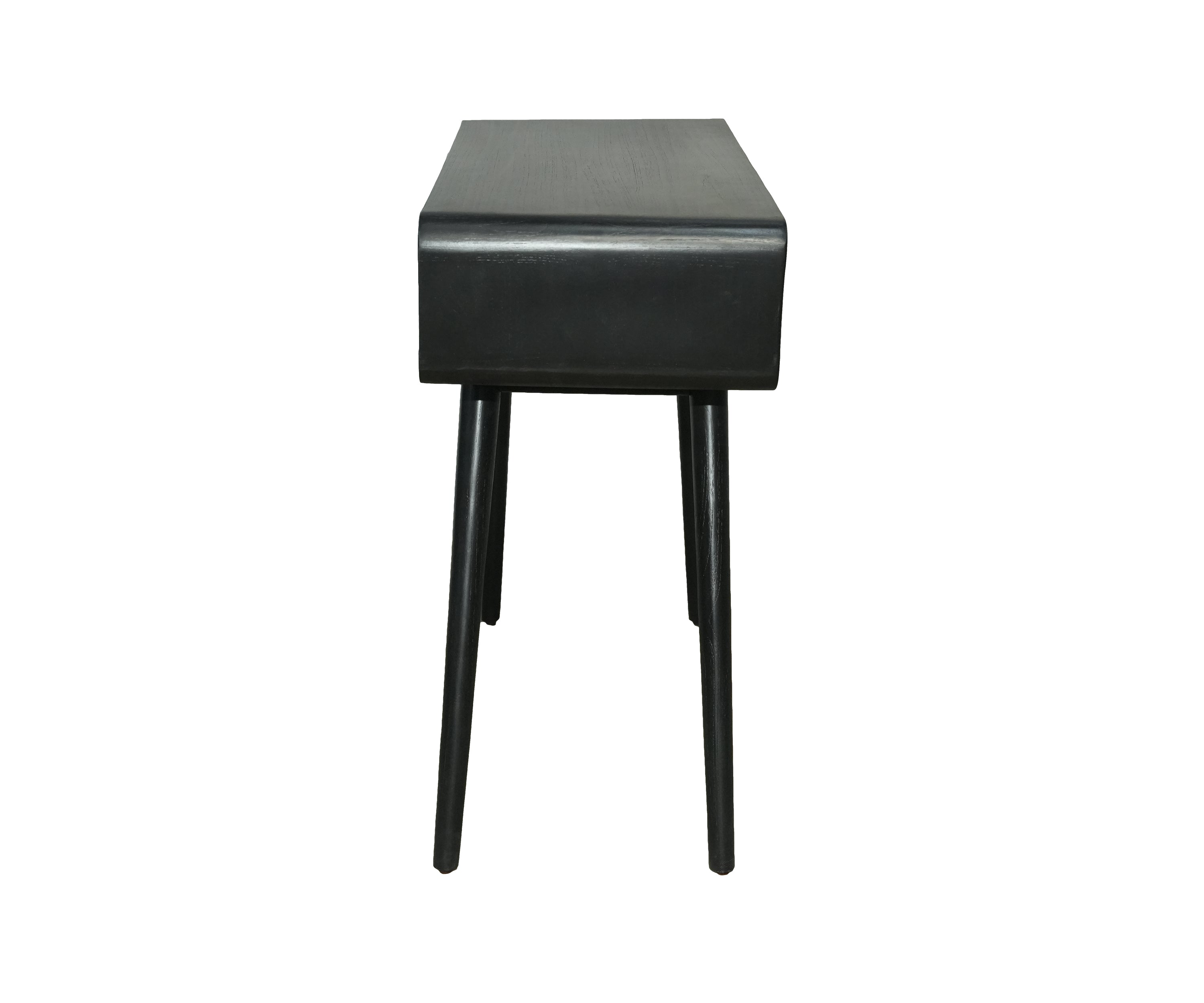 Black Wood Console Table with Cane Drawer Fronts