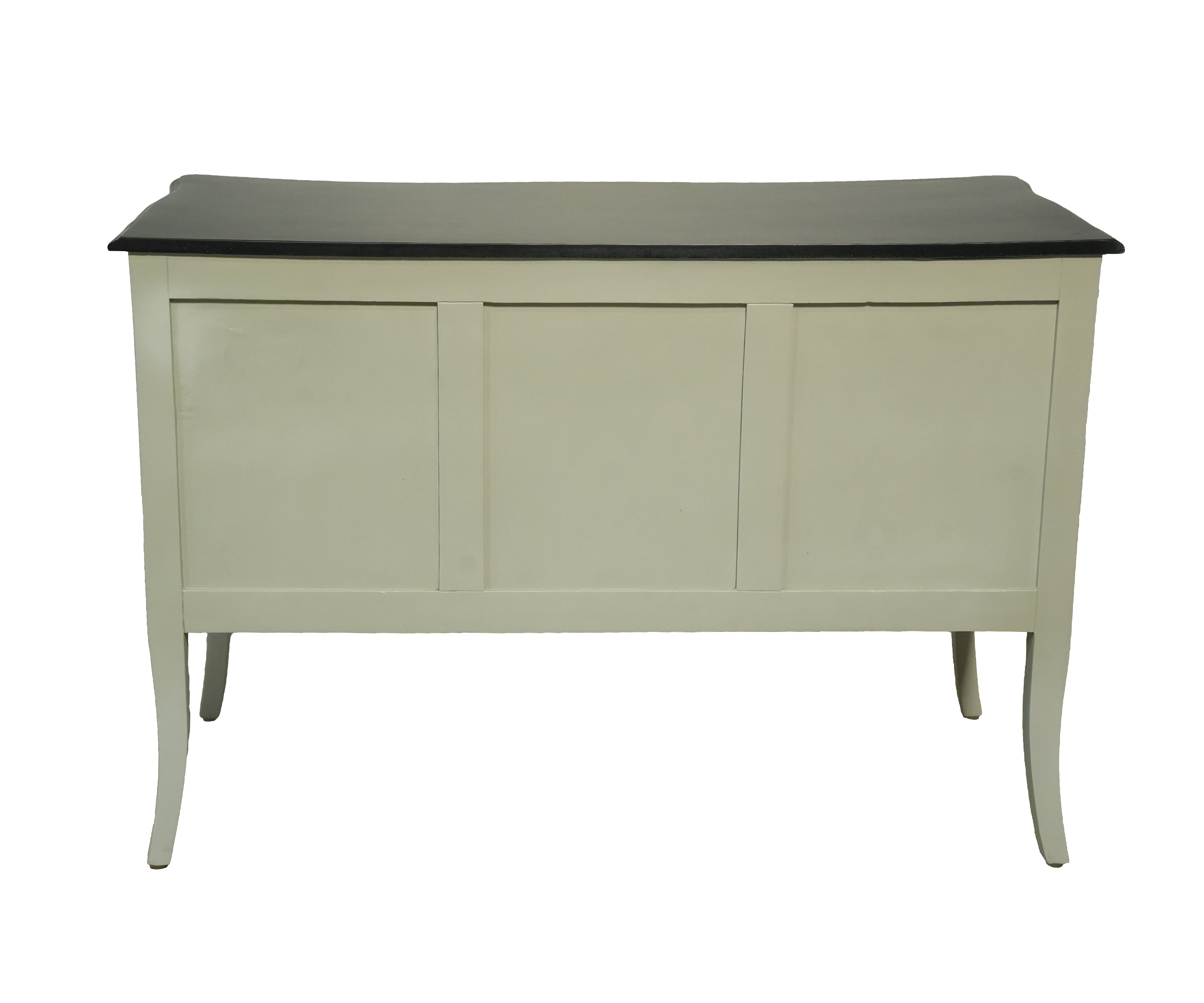 French Style Cream Bombe Chest of Drawers with Black Top