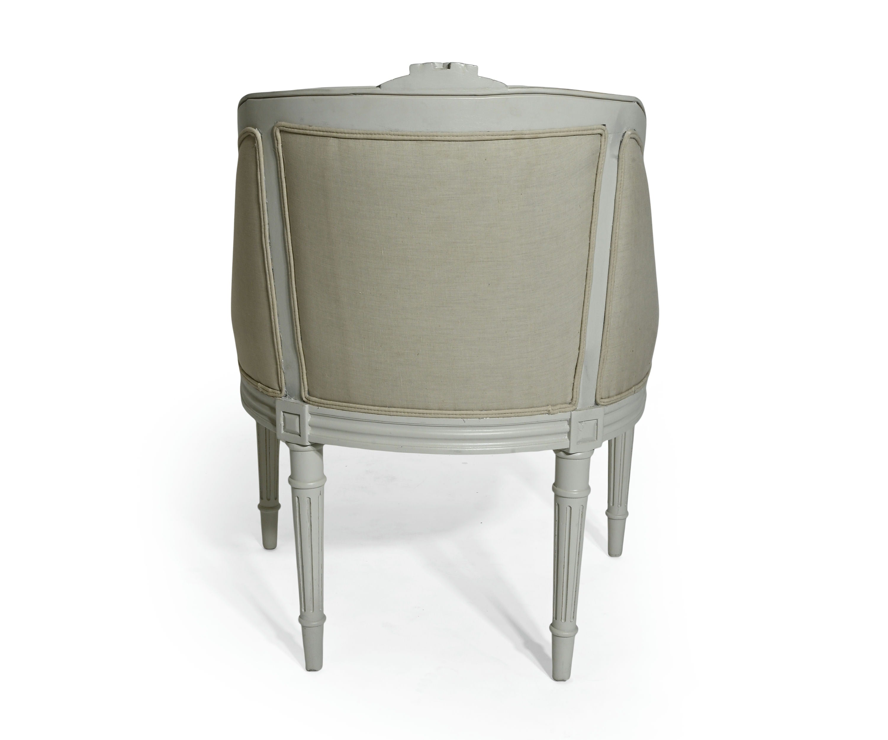 French Tufted Linen Ladies Tub Chair