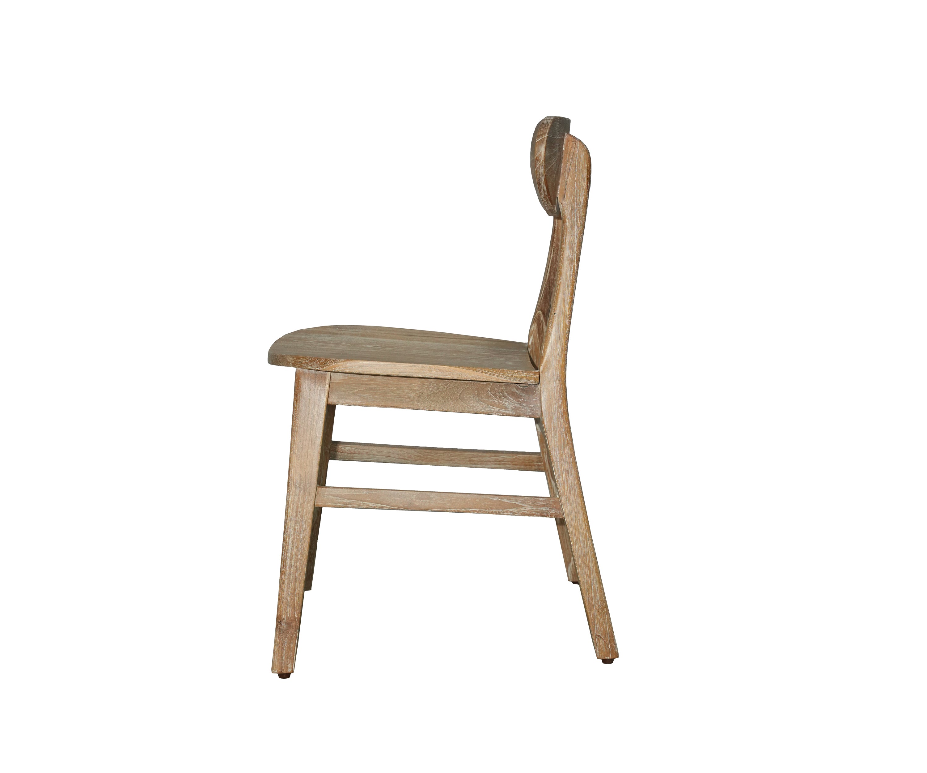 Rustic Teak Wood Dining Chair with Oval Backrest