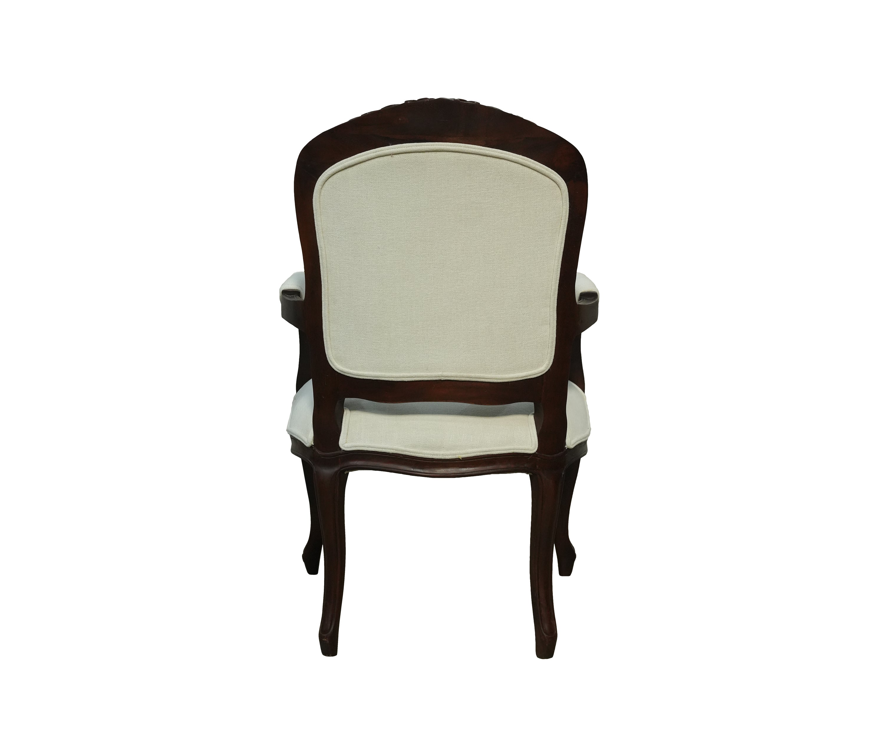 French Provincial Carved Wood Upholstered Arm Chair