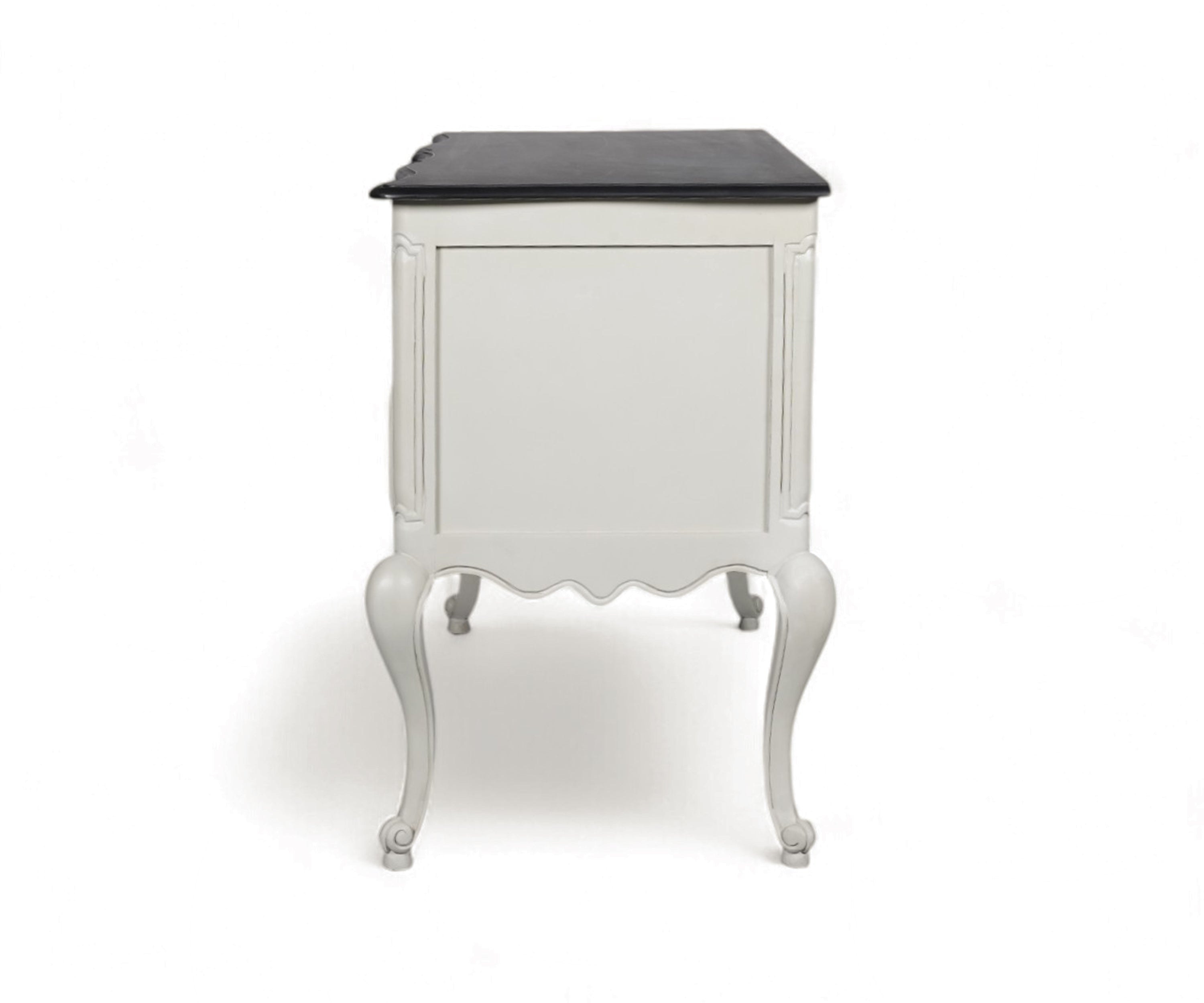 French Style Two Drawer Chest of Drawers with Black Top