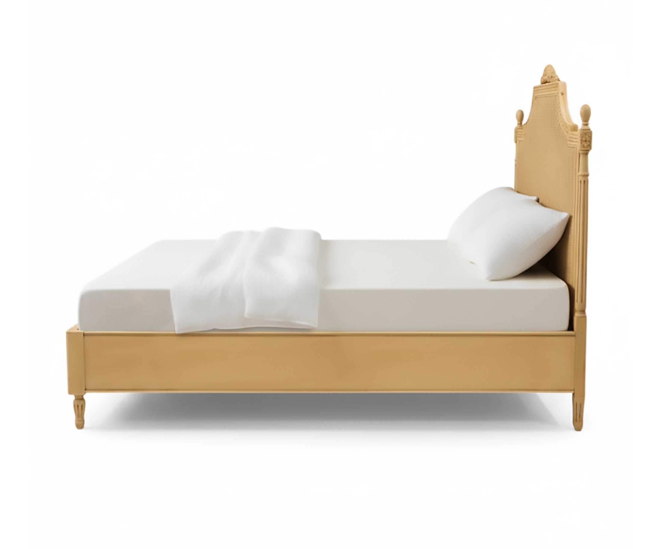 Versailles French Carved Upholstered Acacia Wood Bed
