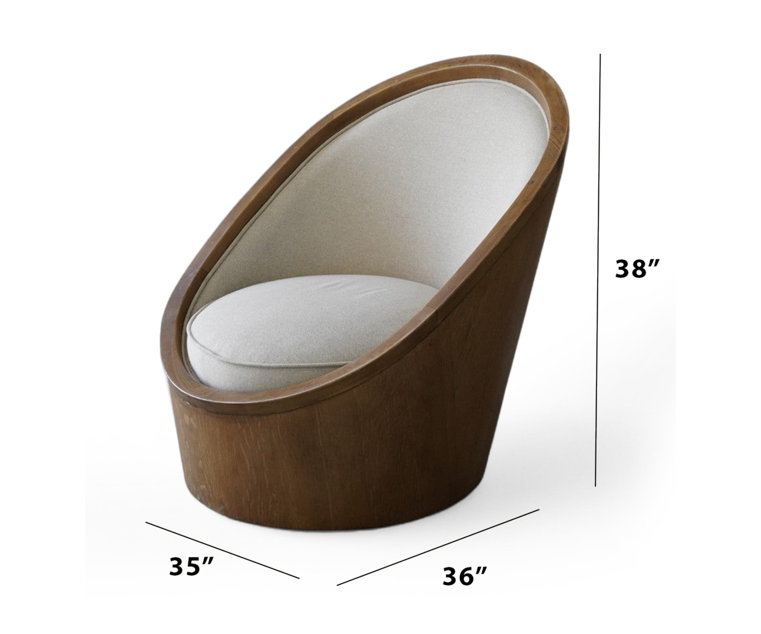 Oval Oak Veneer Lounge Chair