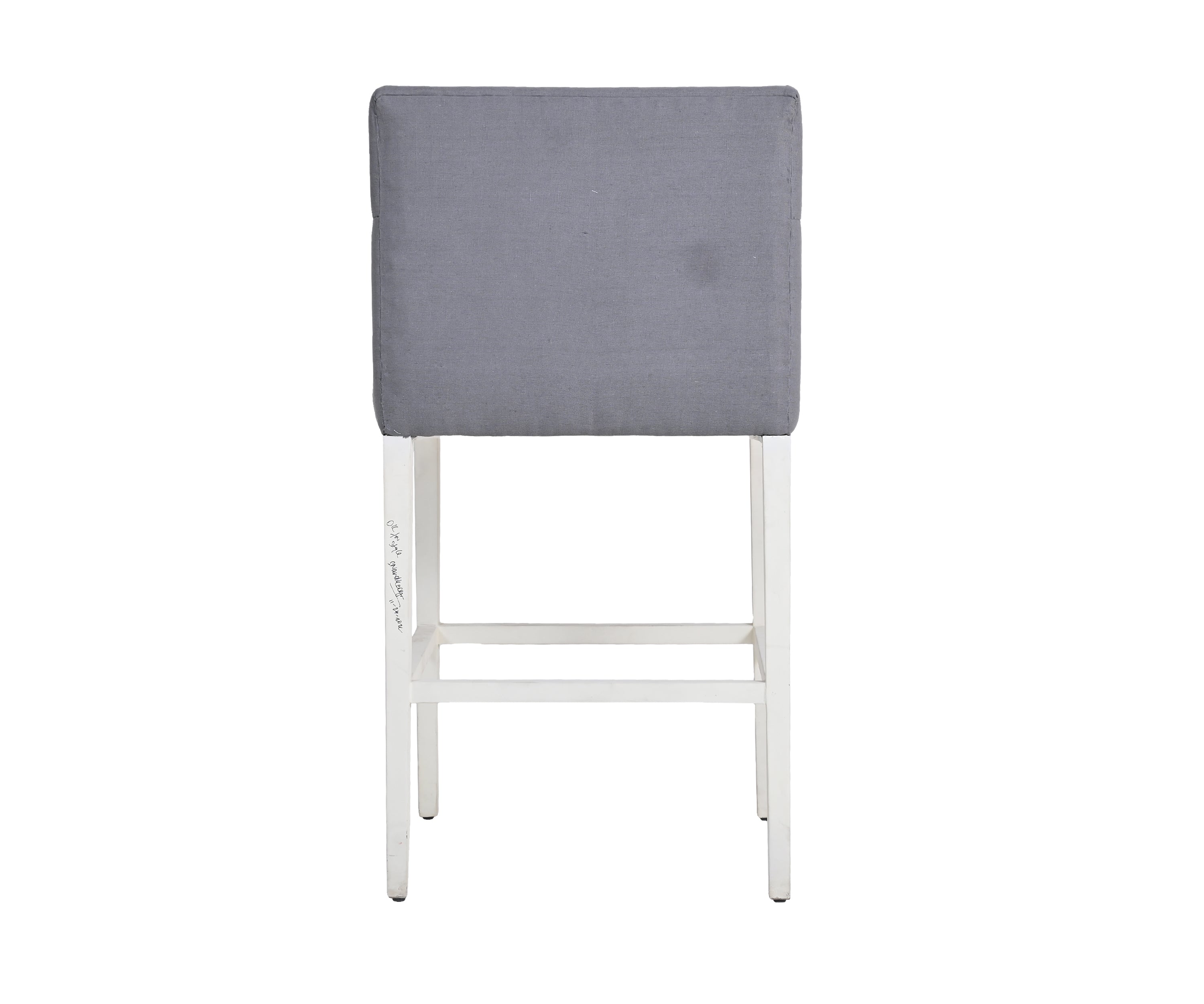 Mist Grey Upholstered Bar Chair with White Frame