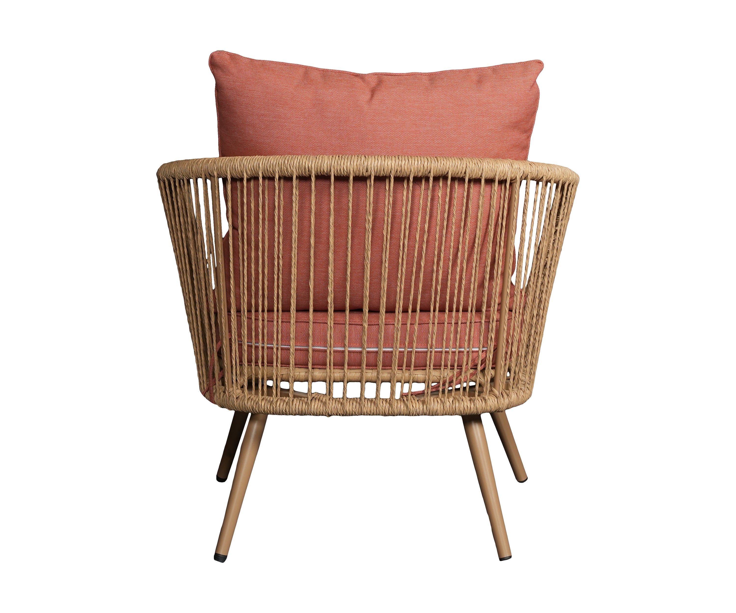 Brown Nypon Rope Outdoor Armchair with Terracotta Cushioned Seat