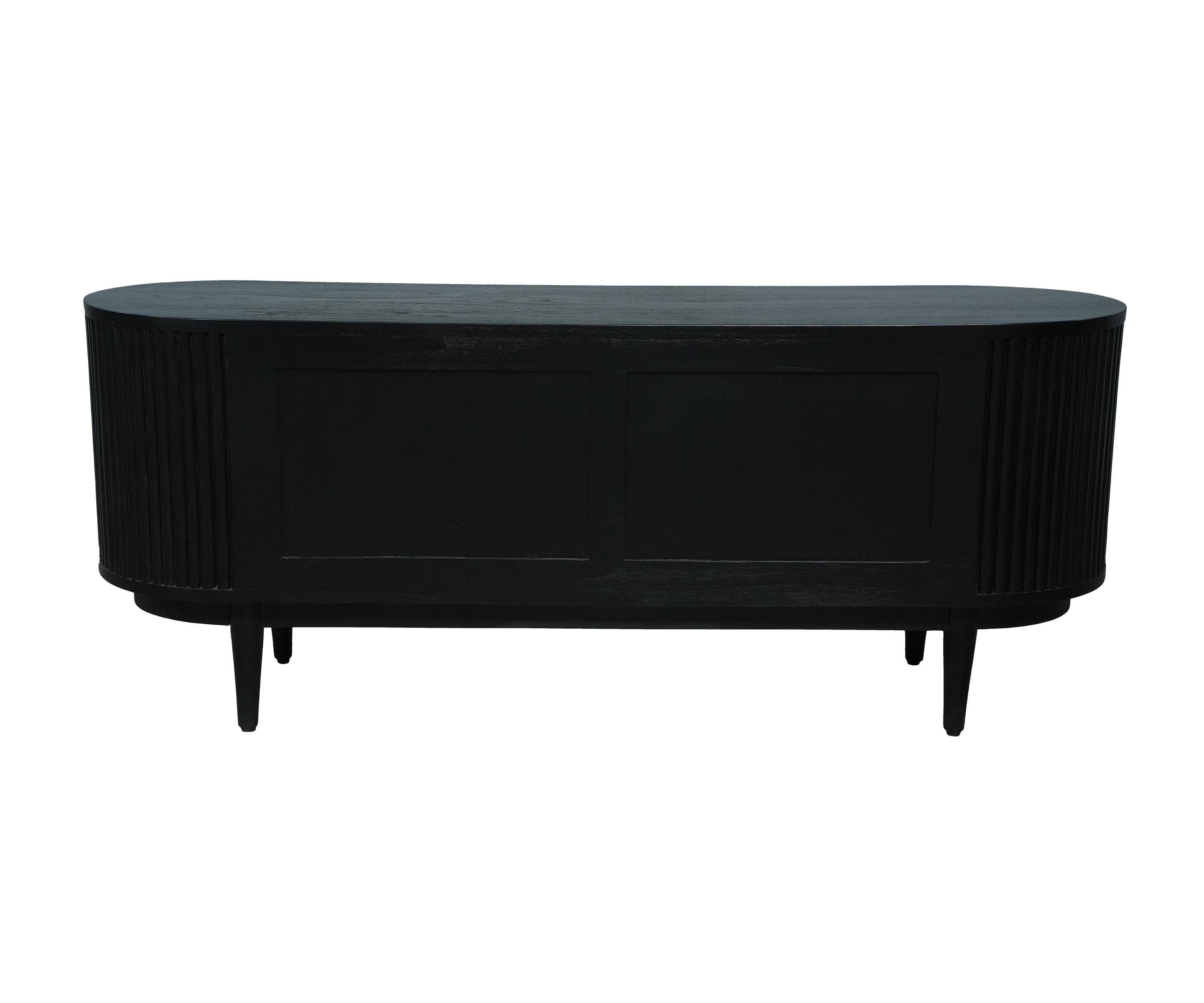 Black Ribbed Oval TV Unit