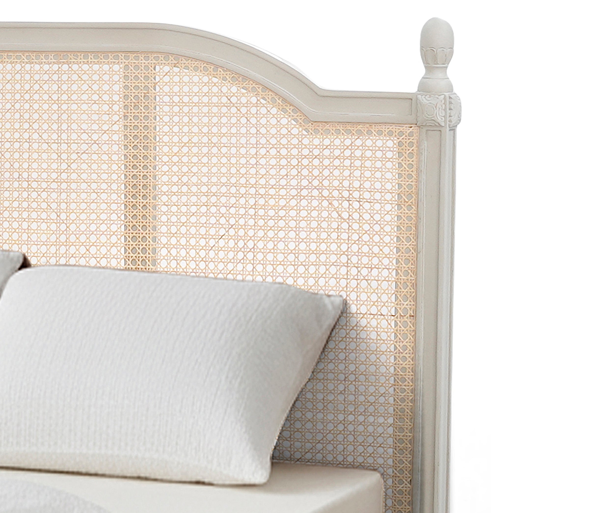 French Style Acacia Wood Cane Bed
