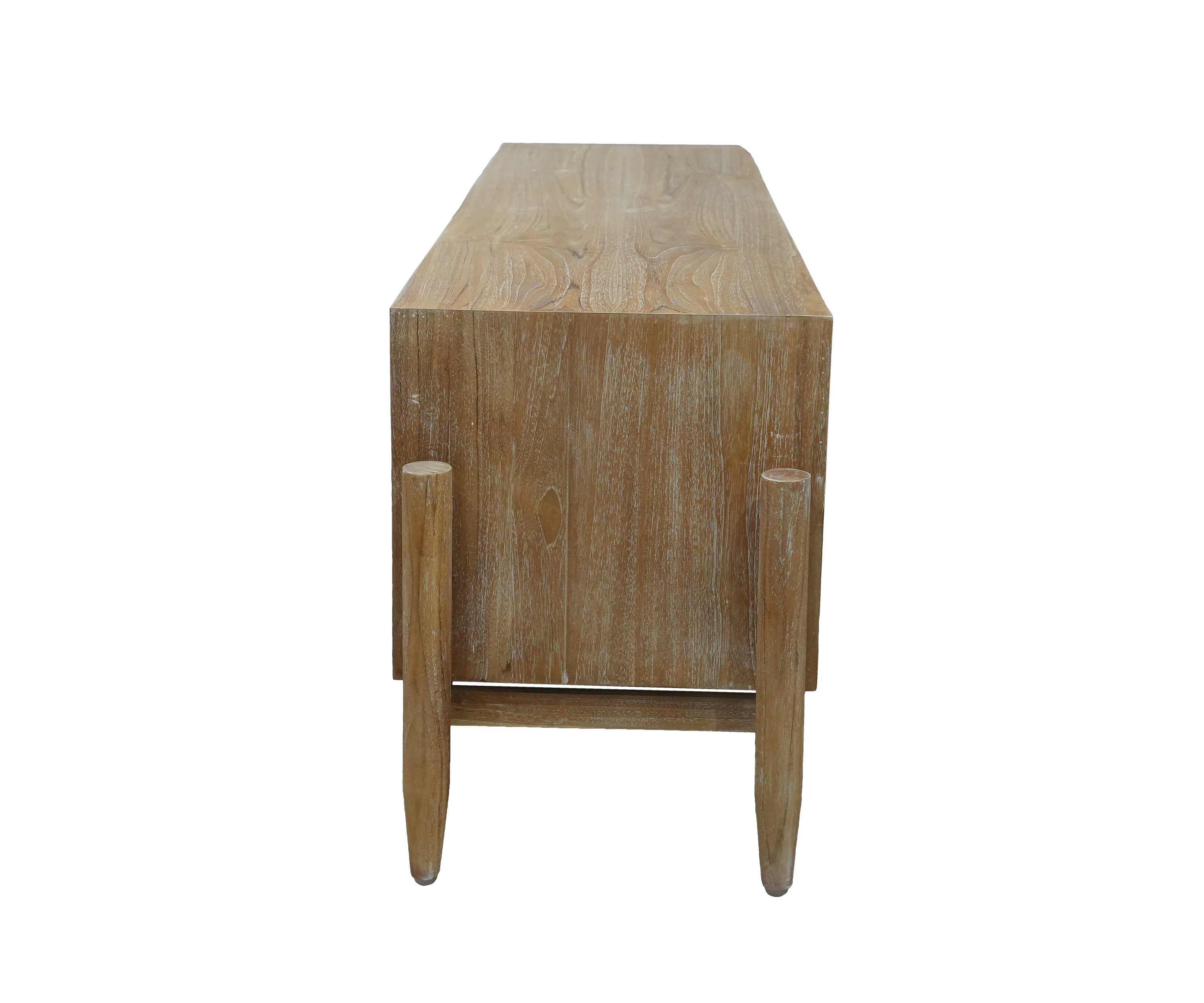 Natural Teak & Cane Low TV Unit