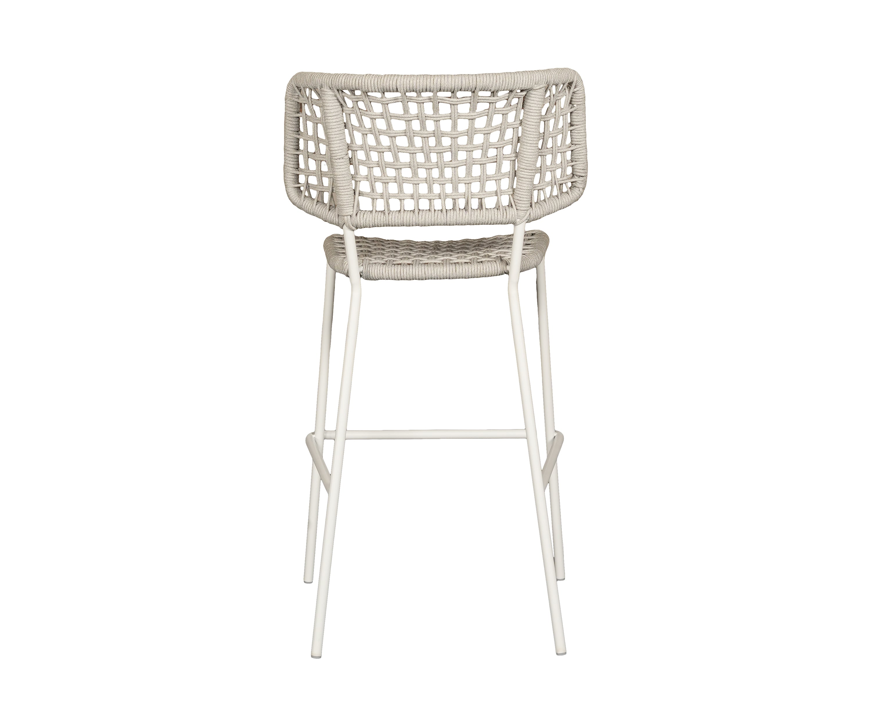 Woven Rope Bar Chair with White Metal Legs