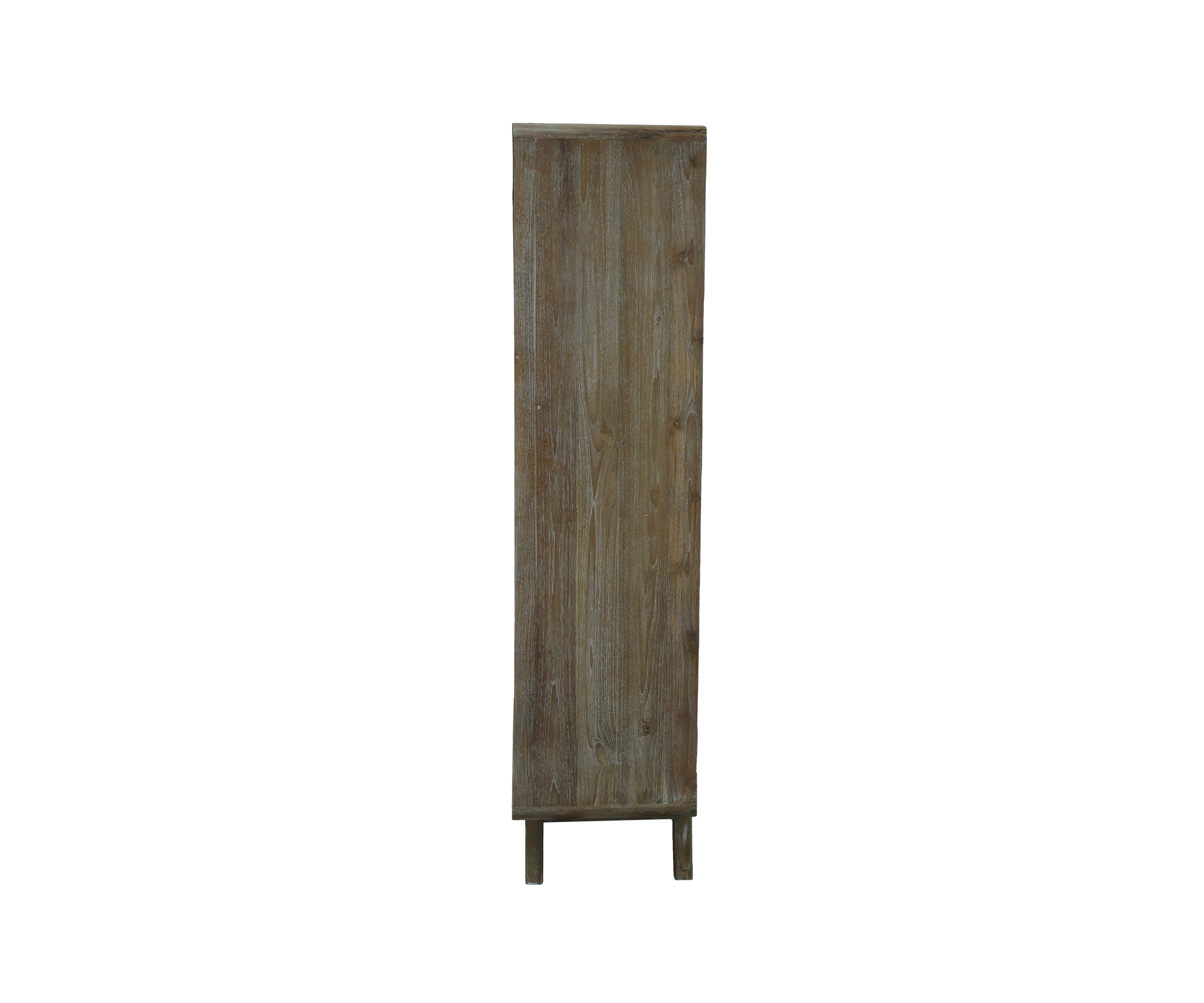 Natural Teak and Cane Double Door Wardrobe with Drawers