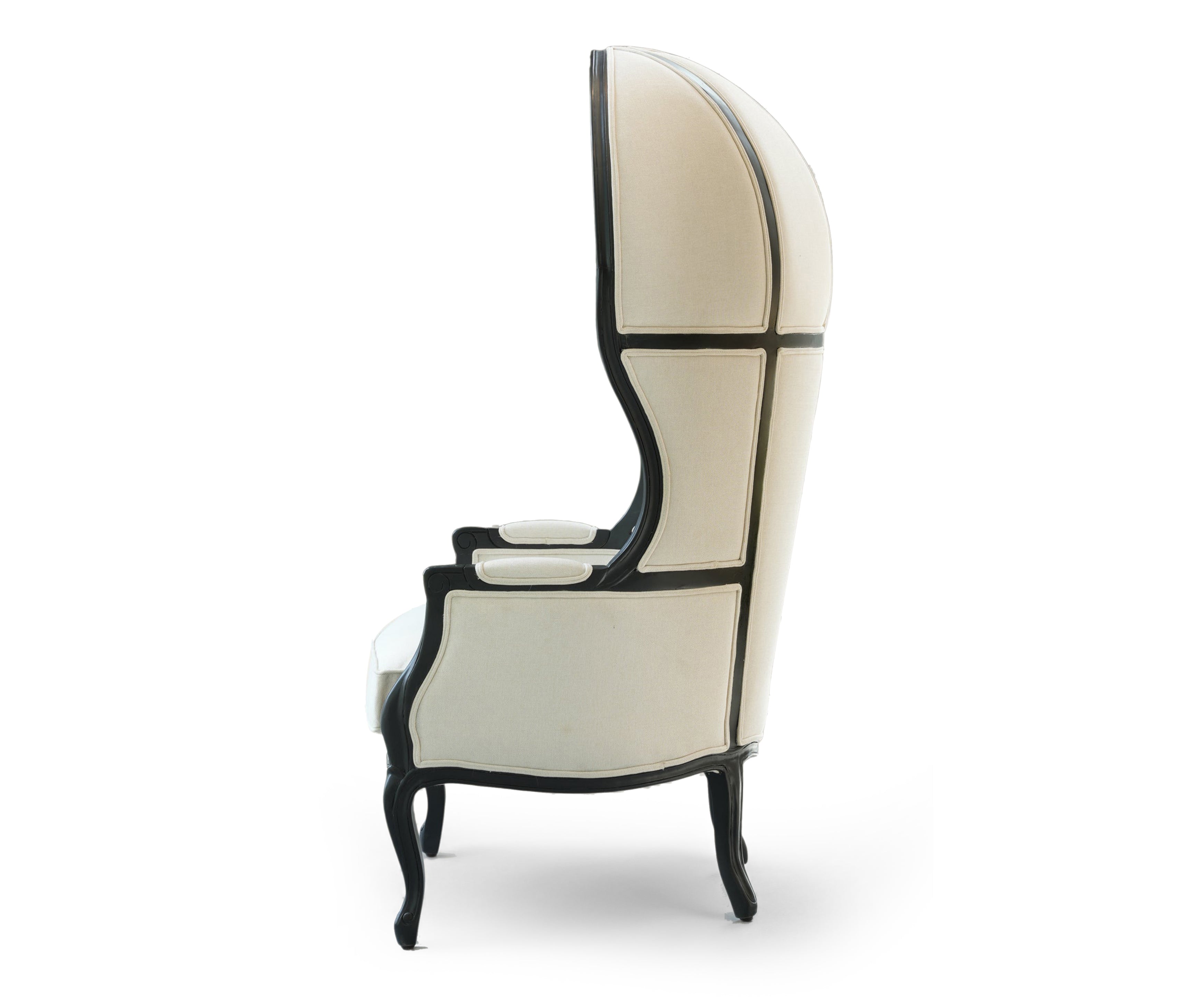 Black and Ivory High Back Wing Accent Chair