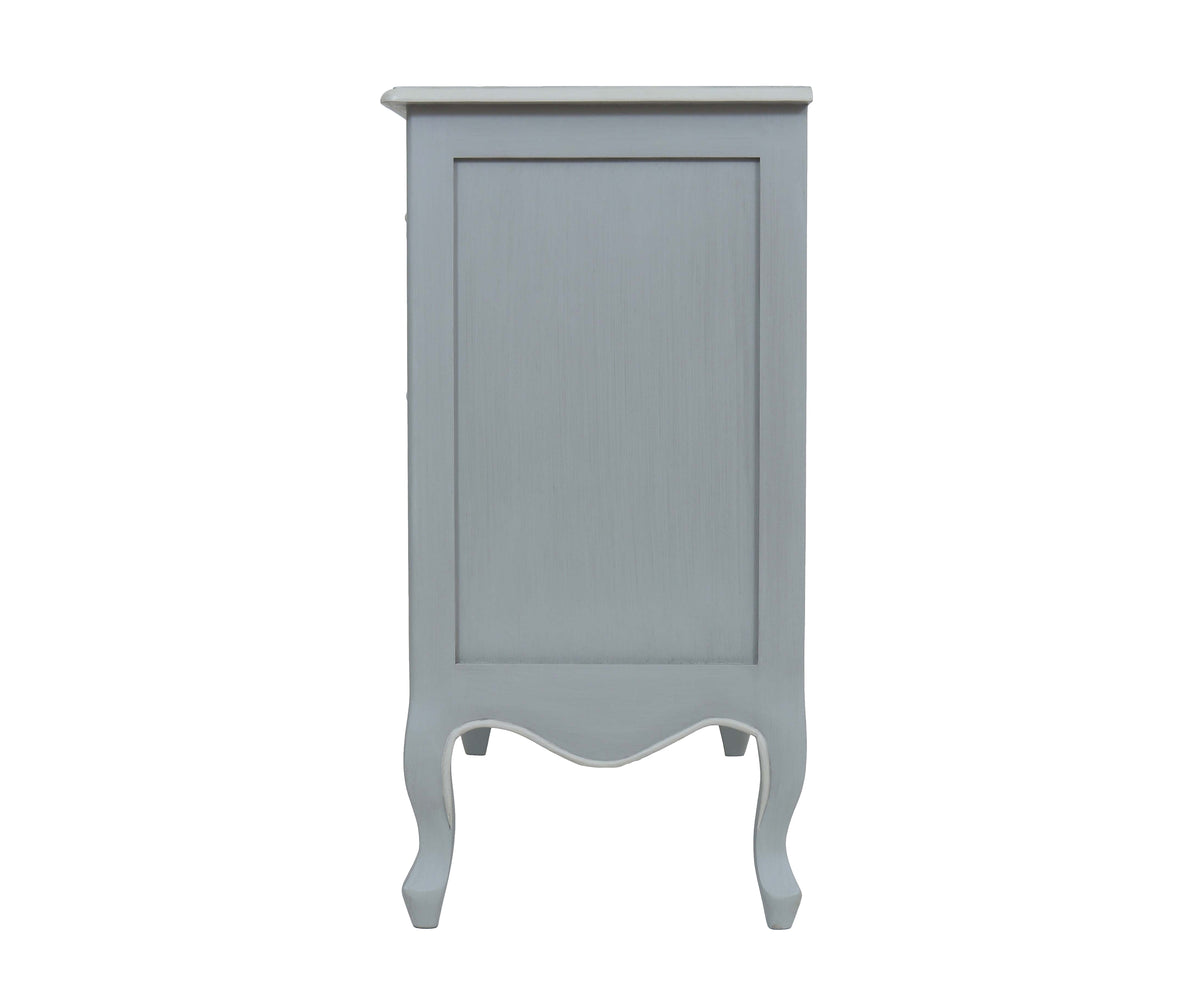 French Style Grey Three-Drawer Chest of Drawer with Ornate Hardware