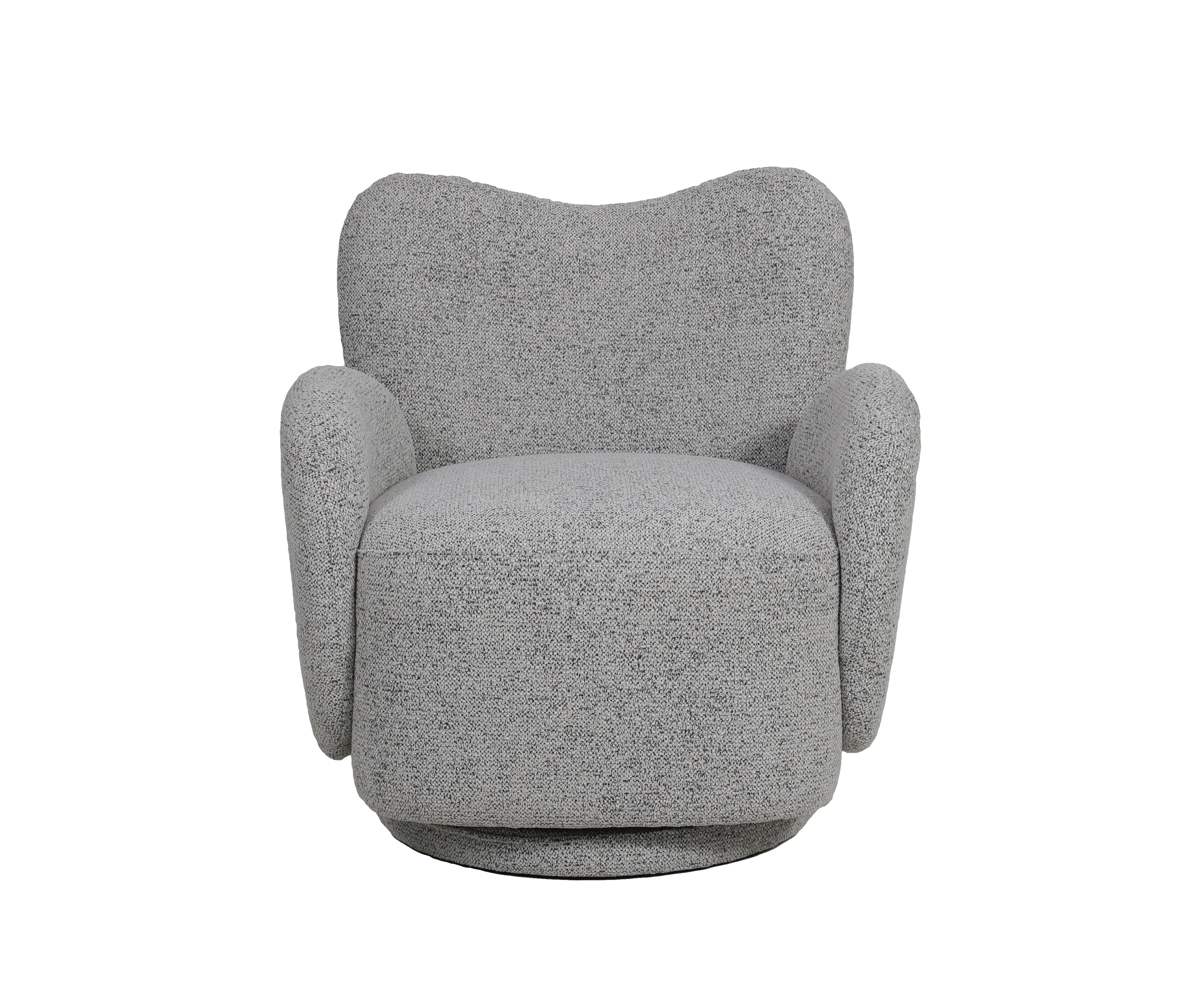High-Back Swivel Accent Chair in Grey Boucle