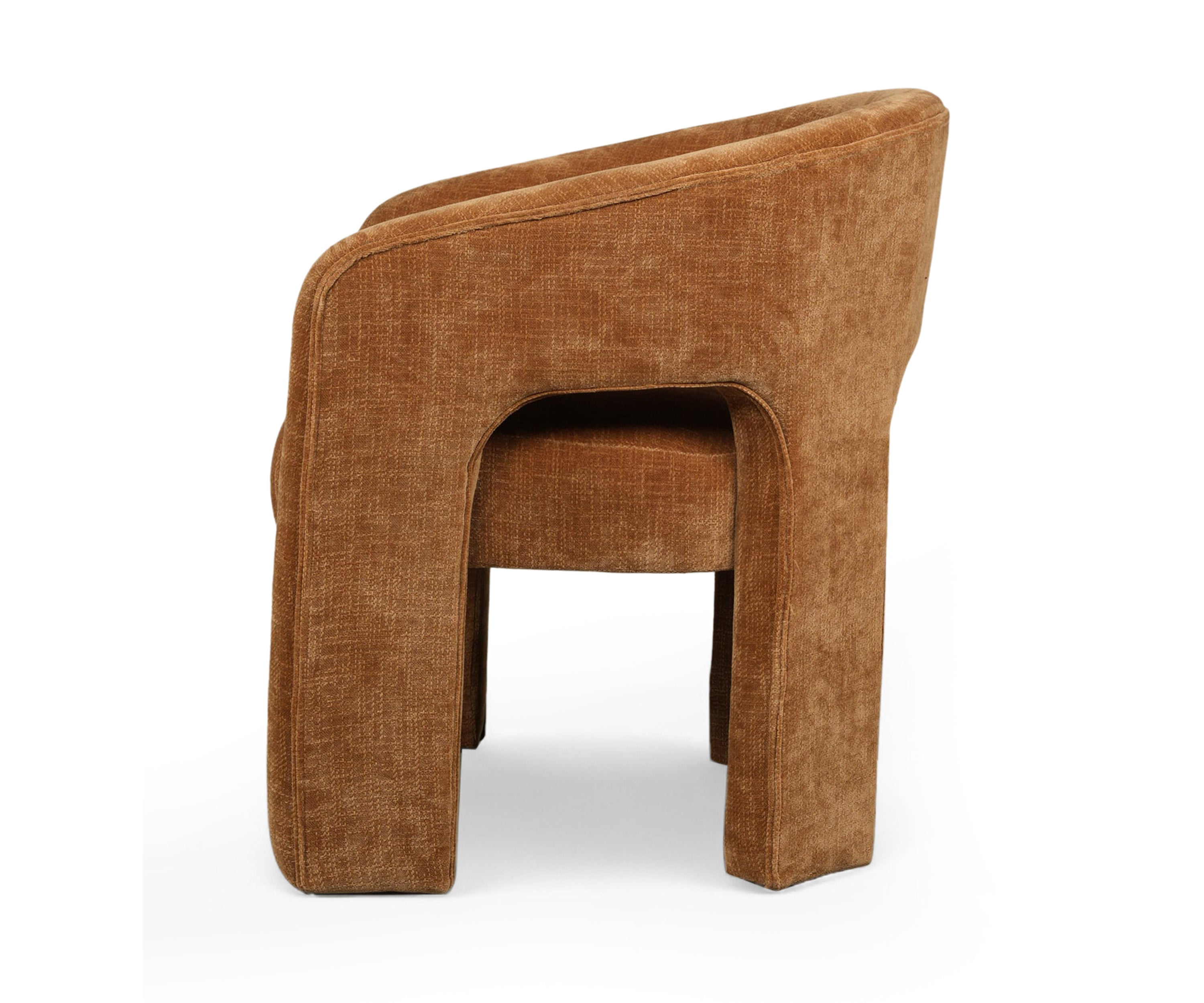 Camel Velvet Barrel Arm Chair