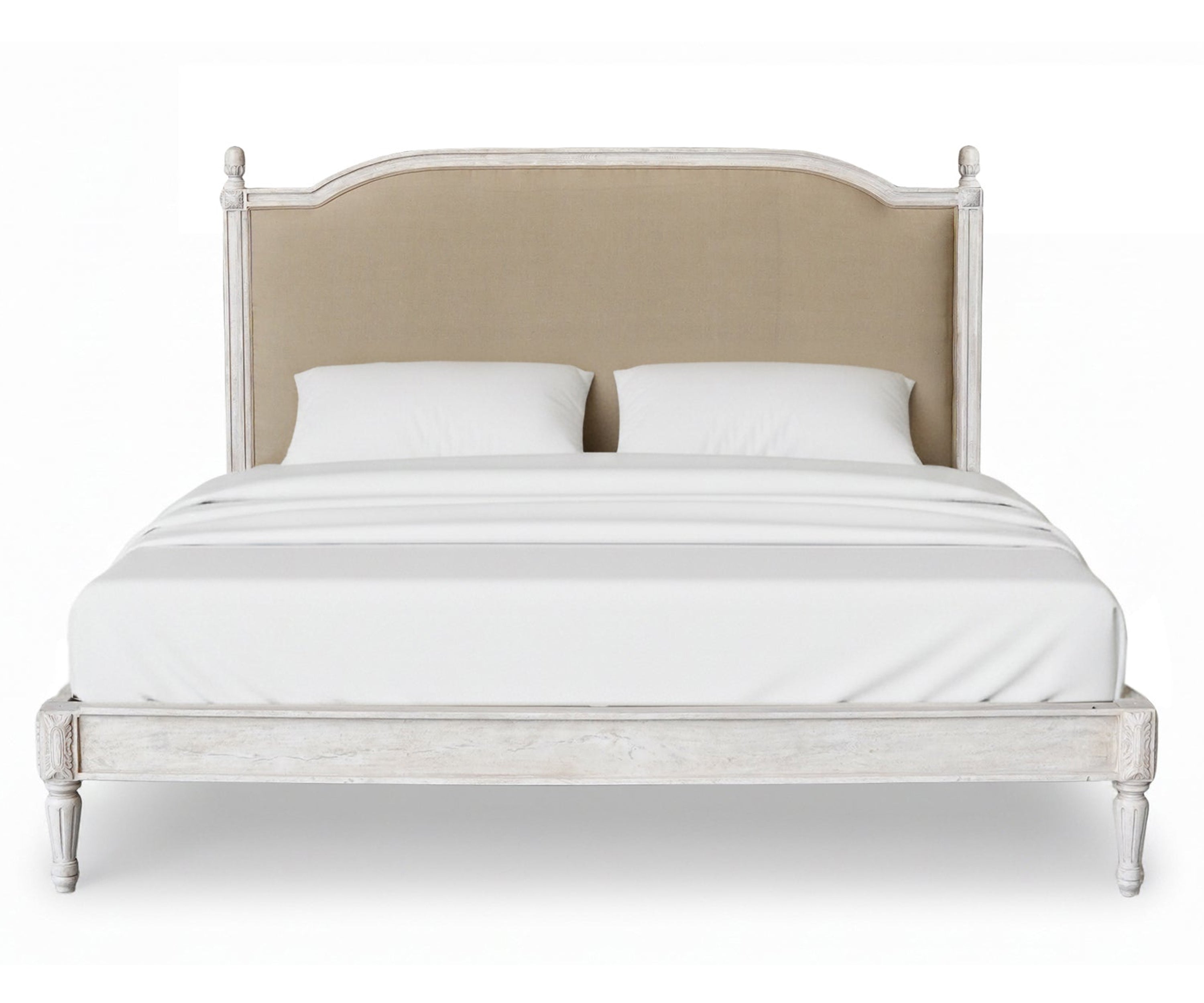 Antique White Gustavian Upholstered Arch Bed