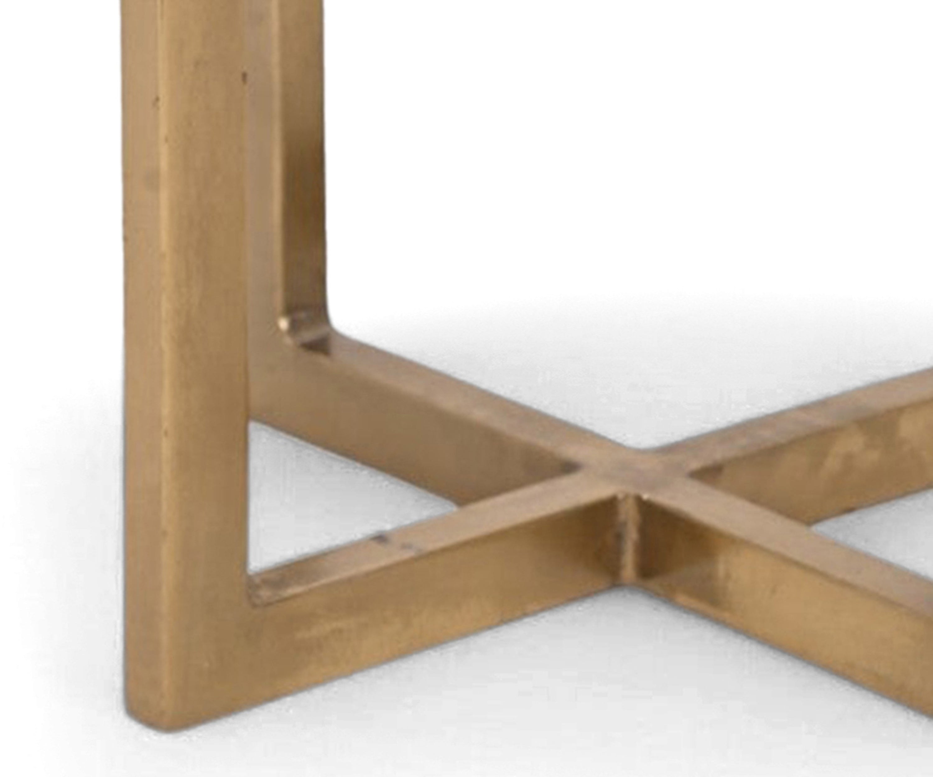 Round Mother of Pearl Inlay Side Table with Wooden Cross Base