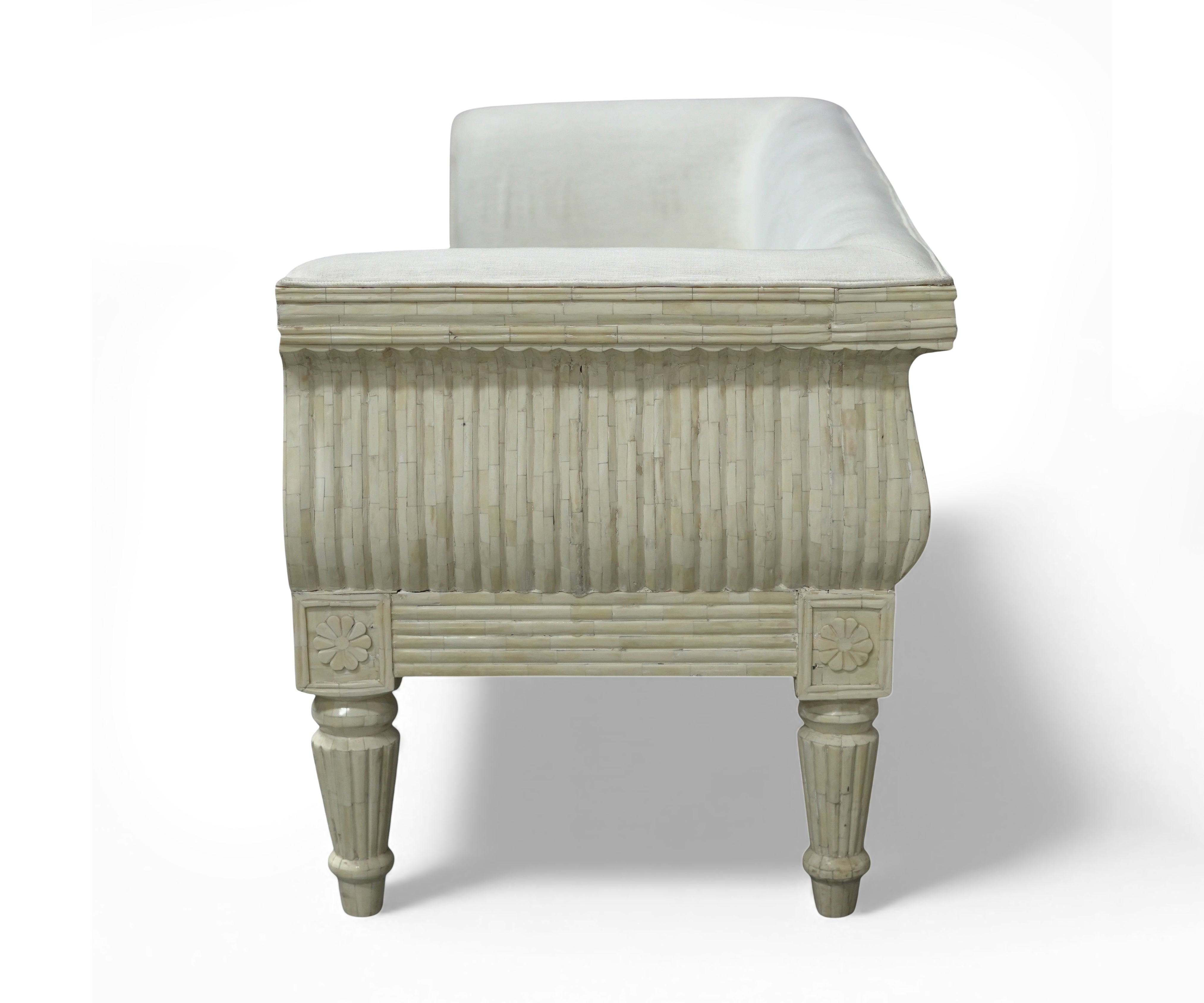 Bone Inlay Linen 3 Seater Sofa