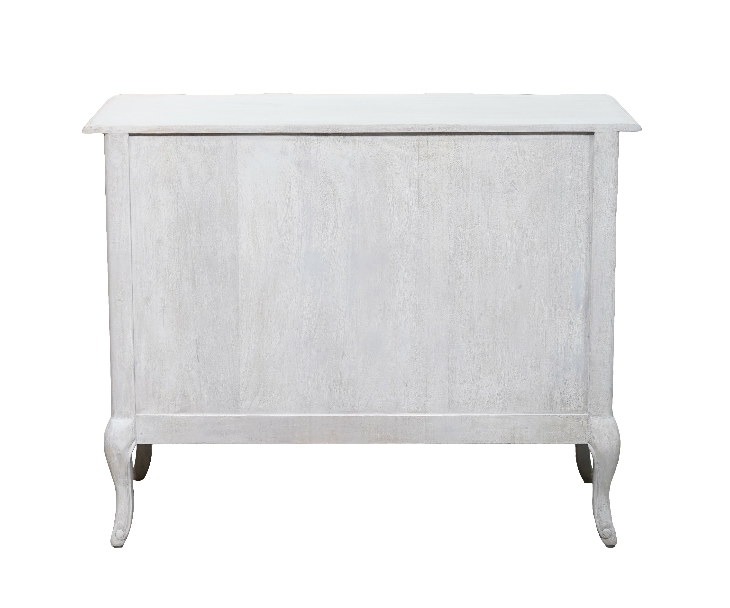 French Style Distressed White Chest of Drawers with Open Shelves
