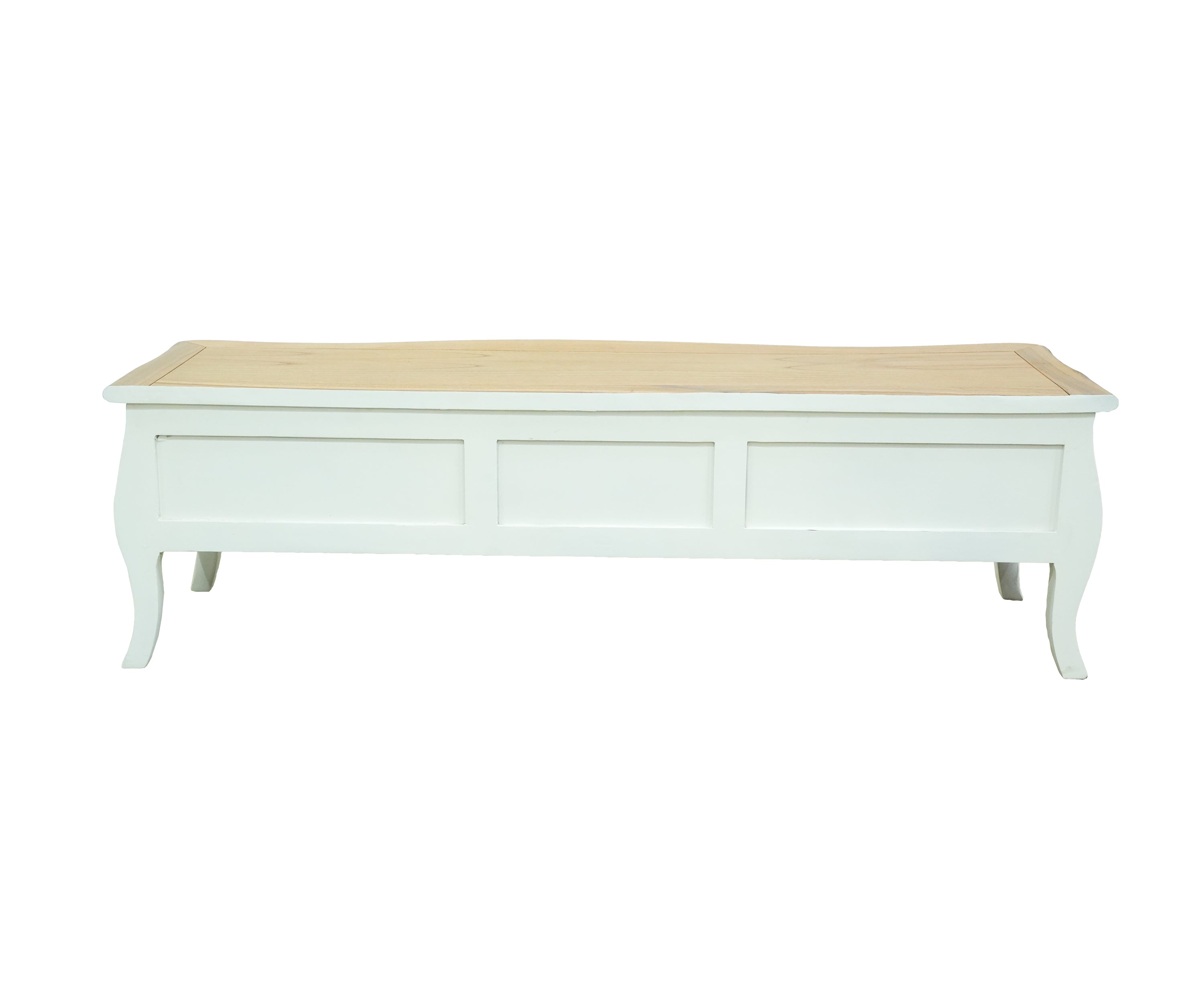 French Classic Whitewashed TV Unit with Wooden Top