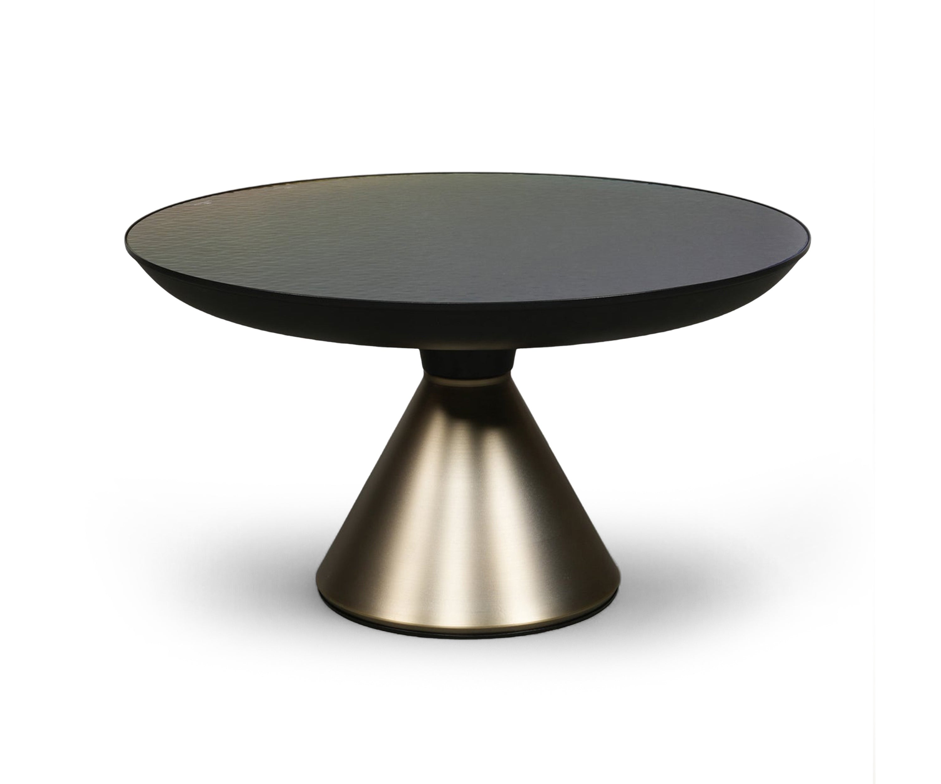 Black Glass Top Brass Nesting Coffee Table Set of 2