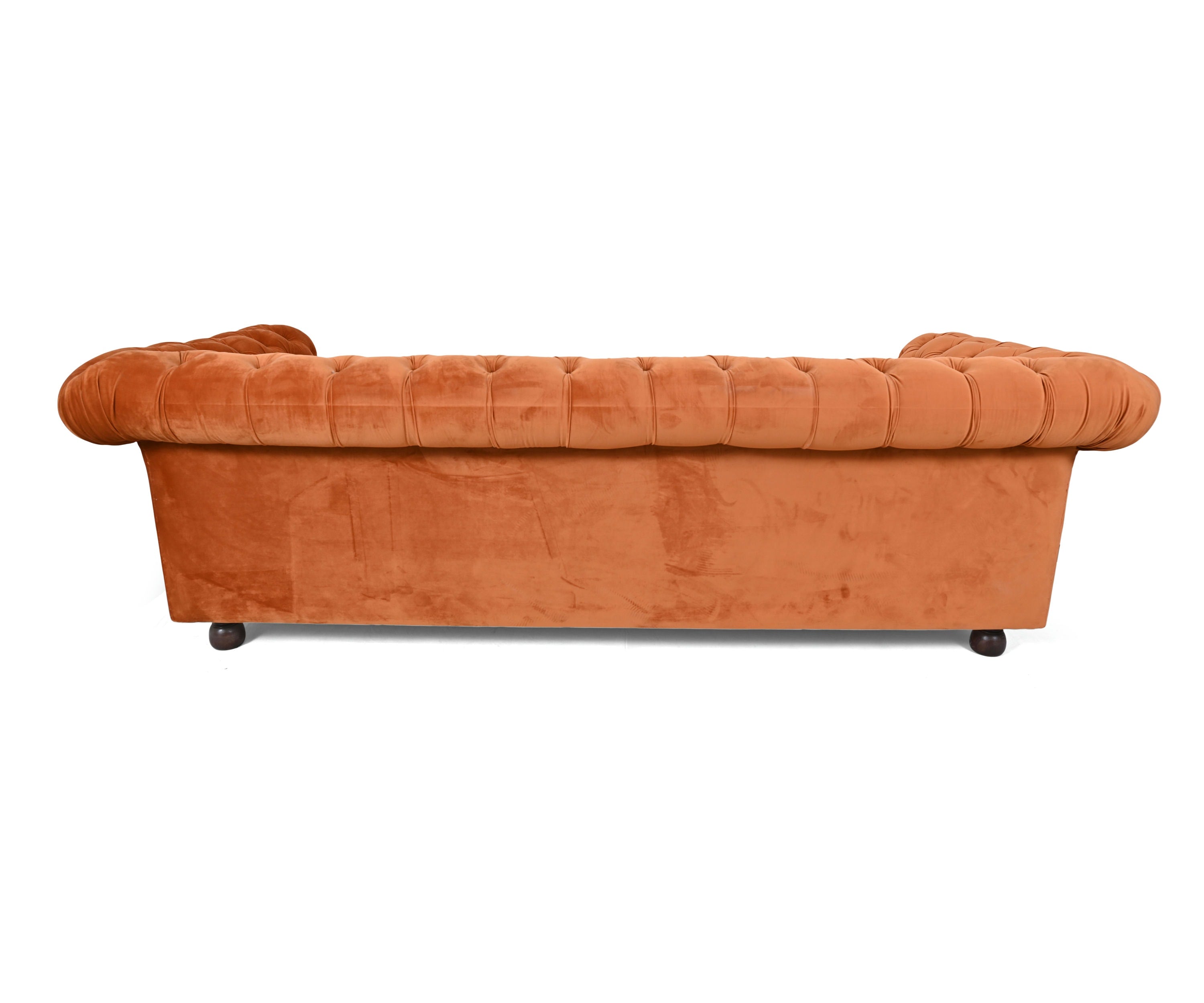 Rust Tufted Velvet 3 Seater Sofa