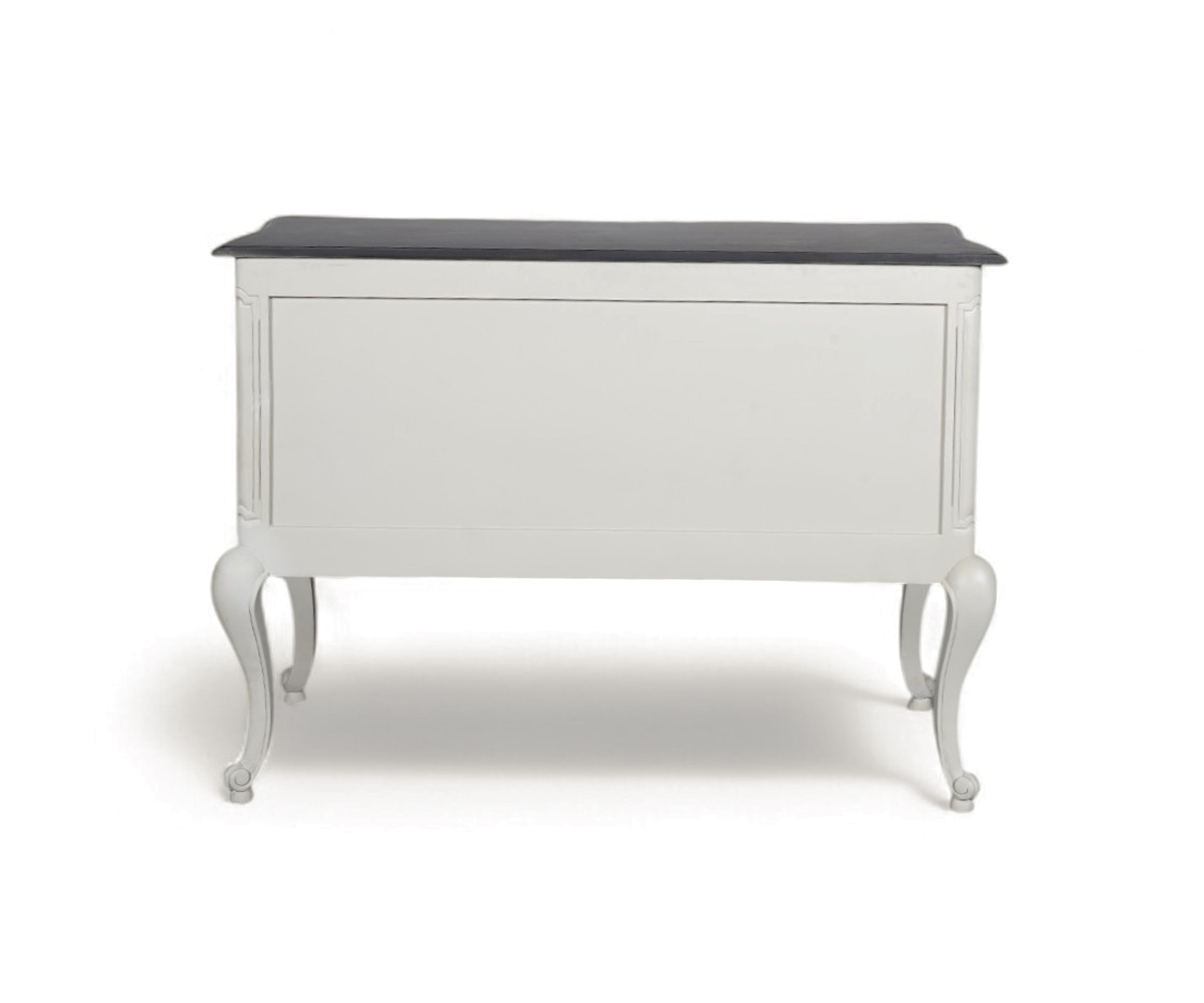 French Style Two Drawer Chest of Drawers with Black Top
