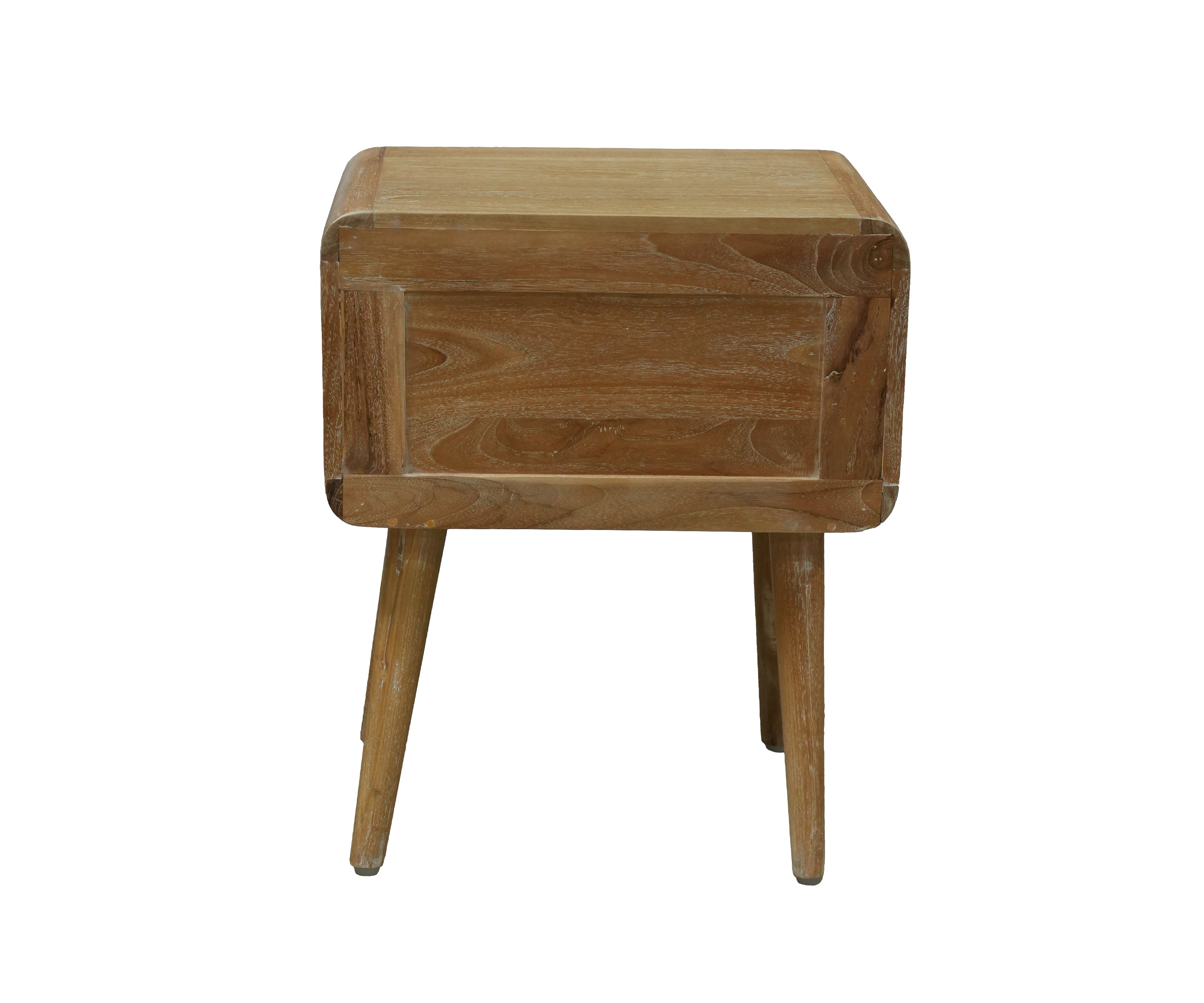 Mid-Century Modern Teak Bedside Table with Two Drawers