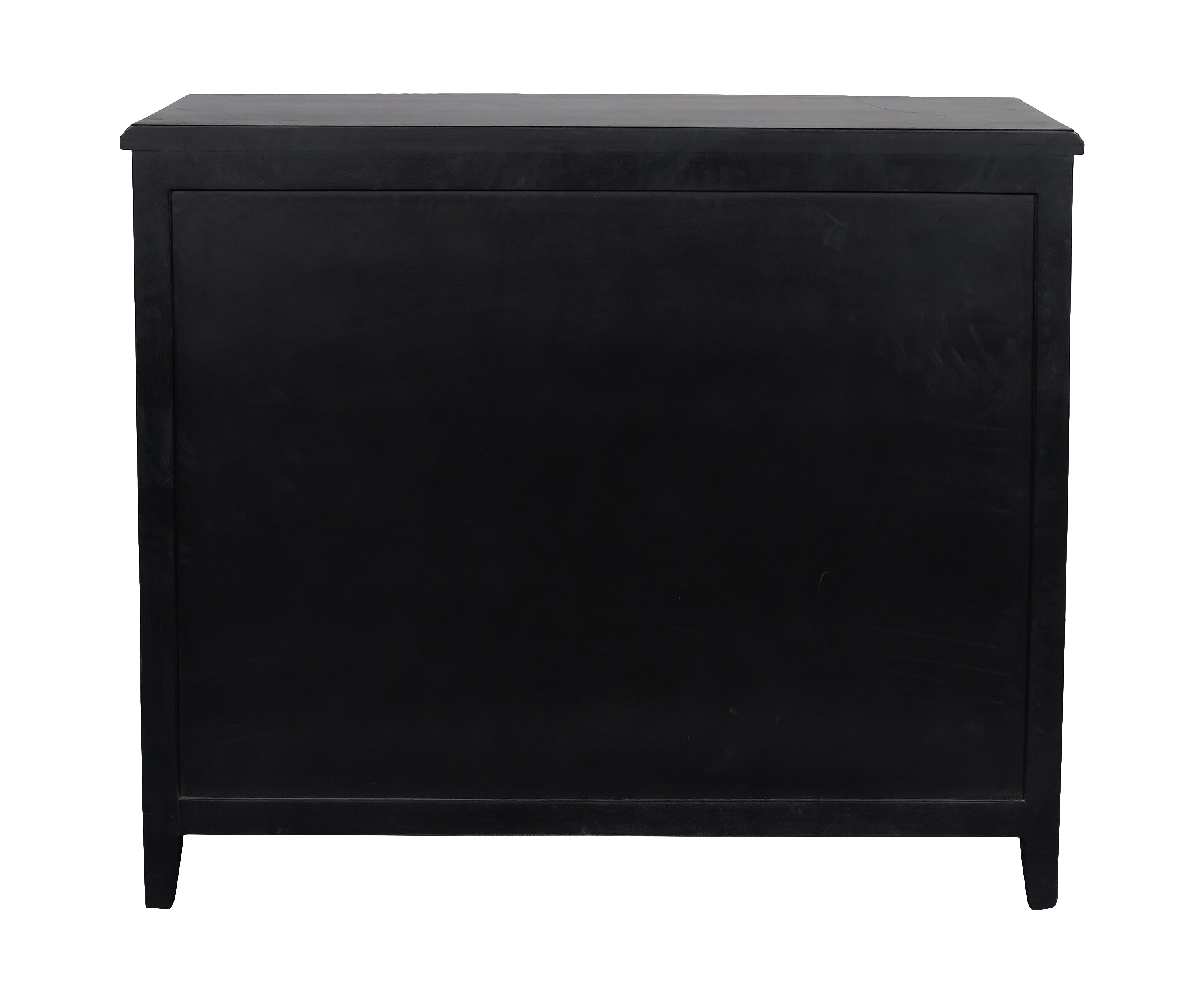 Black Curved Front 3-Drawer Chest of Drawers with Brass Hardware