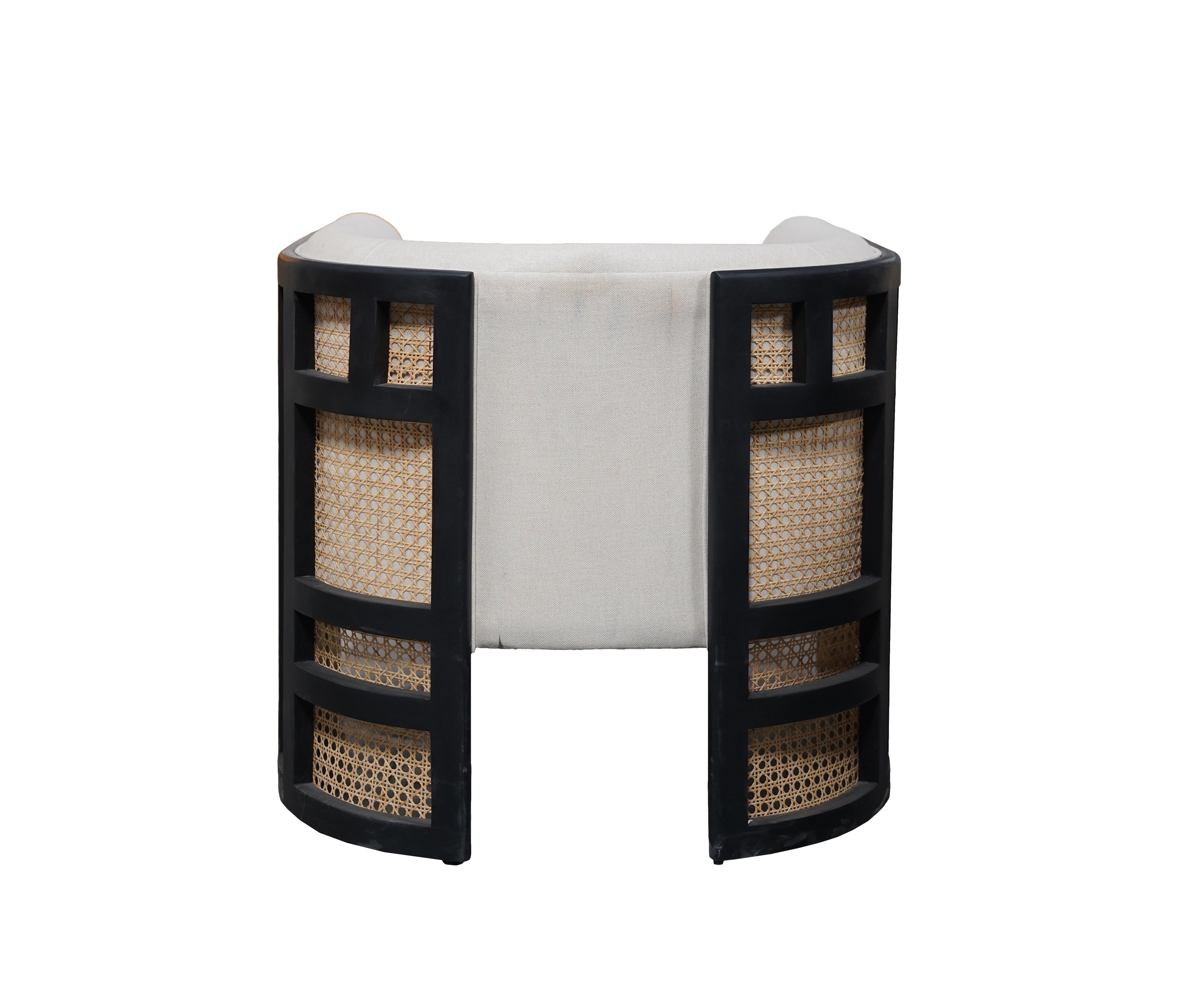 Cane Panel Armchair with Plush Linen Cushion