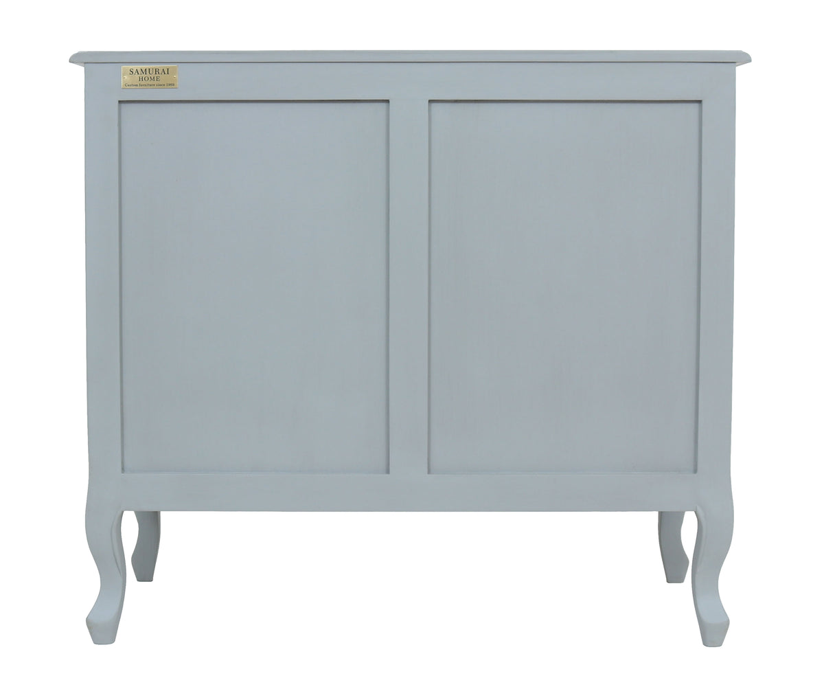 French Style Grey Three-Drawer Chest of Drawer with Ornate Hardware