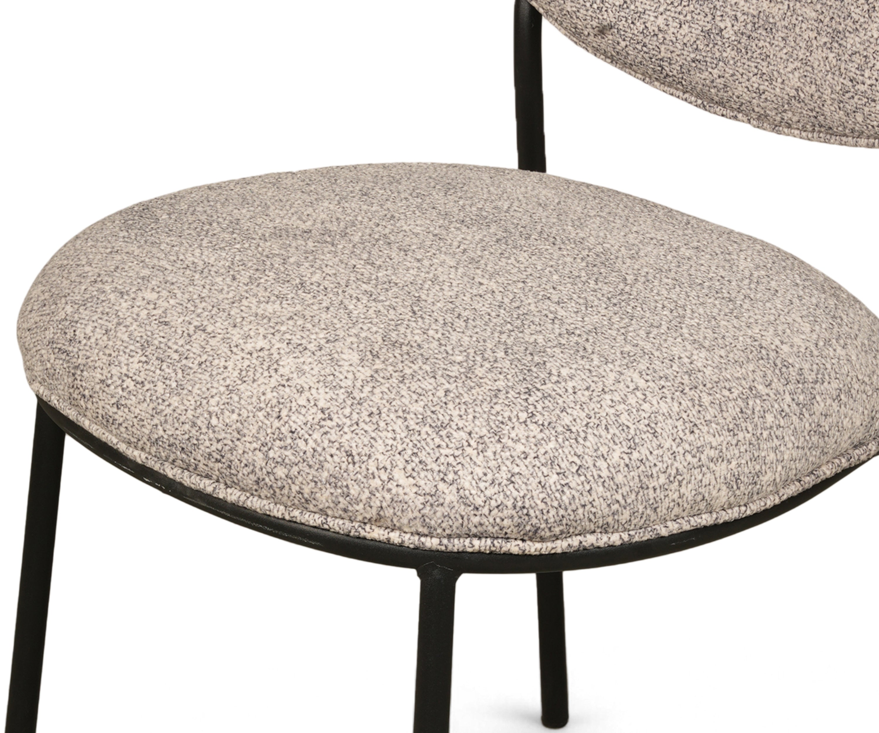 Modern Upholstered Dining Chair with Black Metal Legs