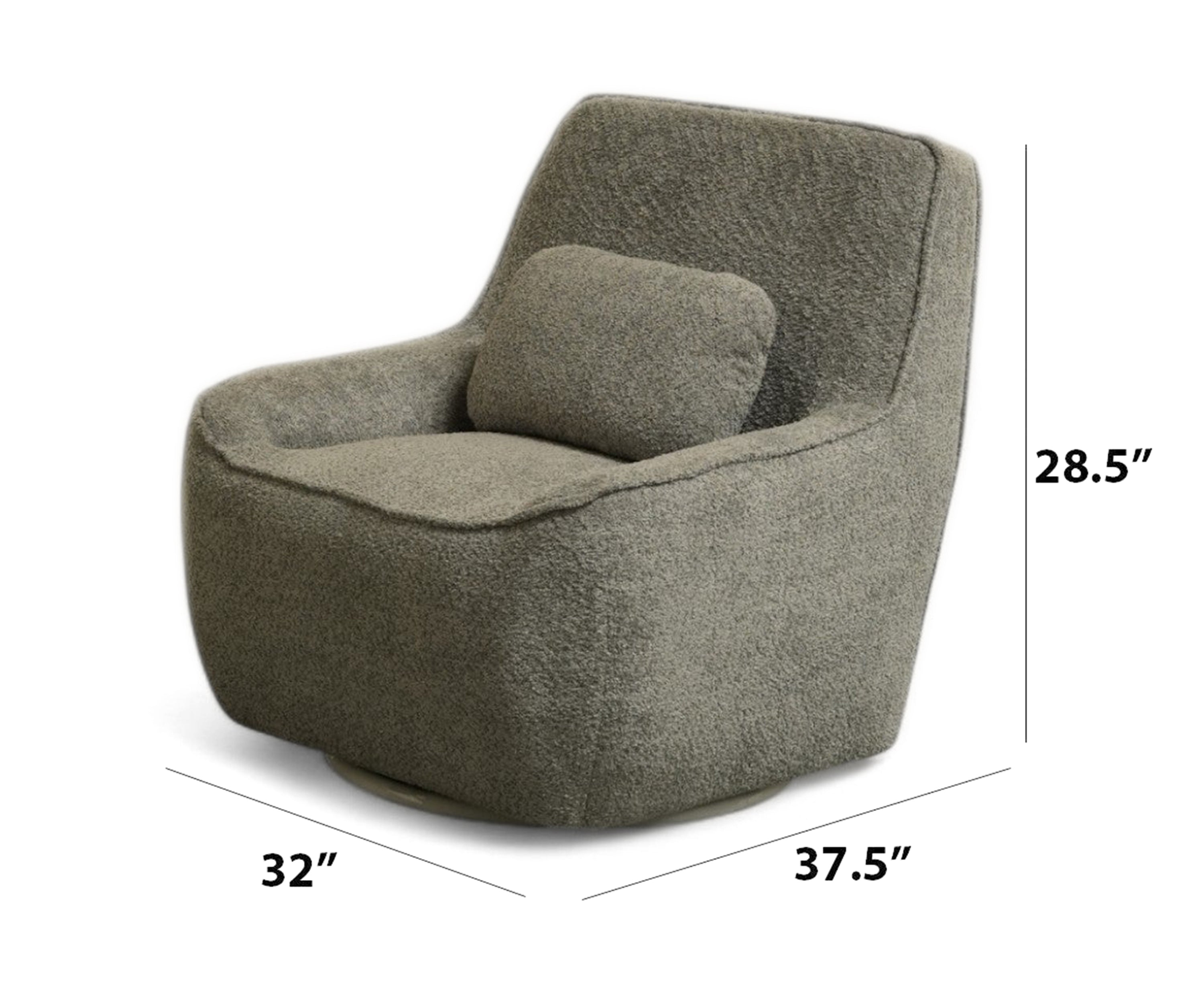 Contour Bouclé Swivel Gray Lounge Chair