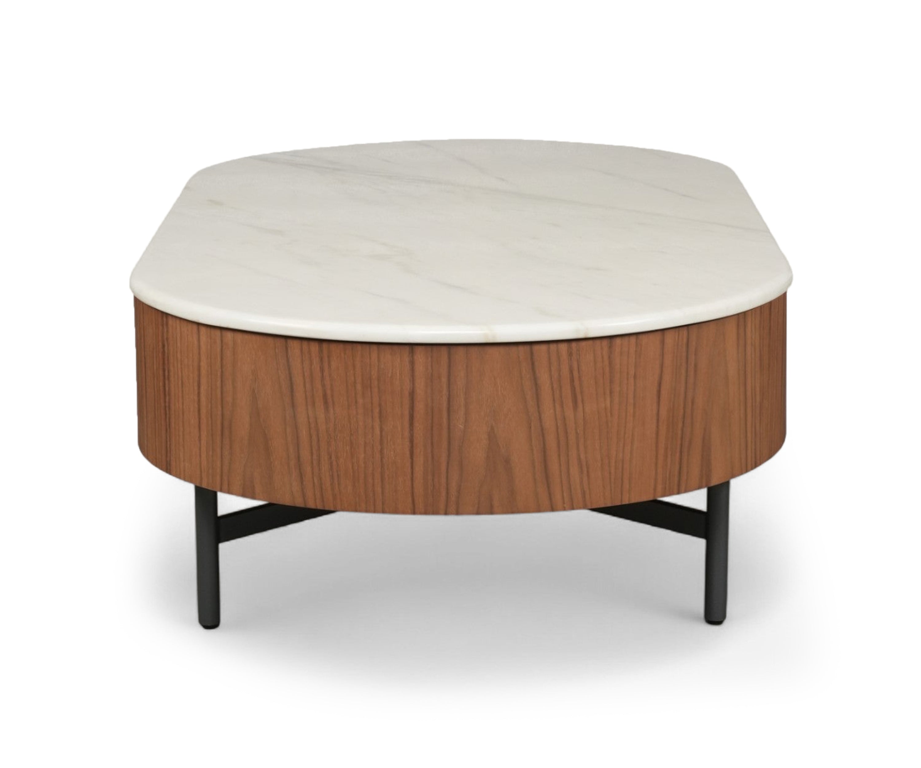 Walnut Marble Top Coffee Table with Storage