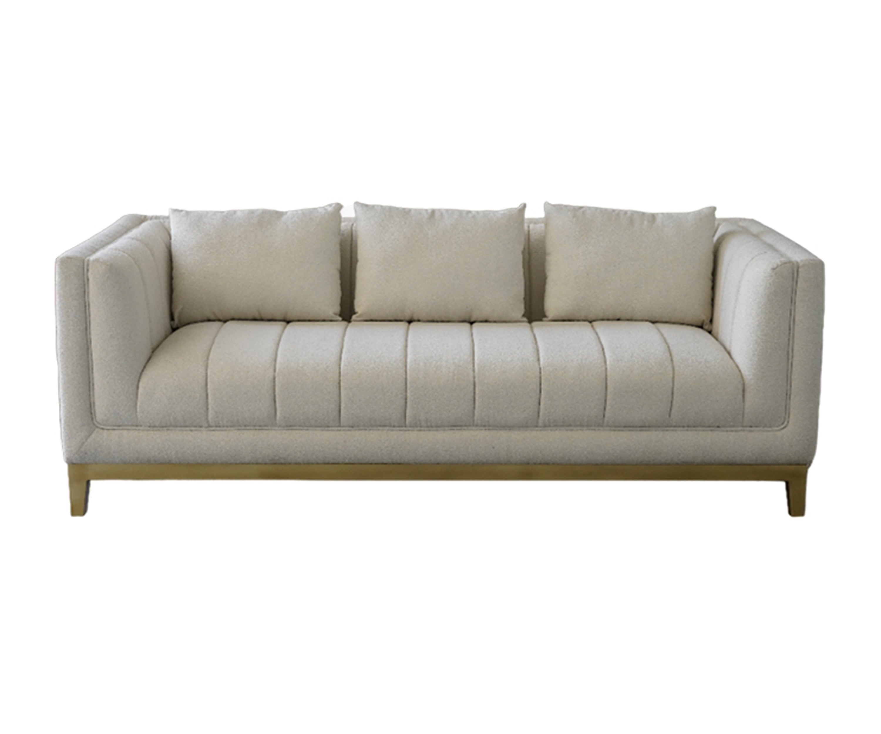 Cream Bouclé 3 Seater Sofa with Gold Base