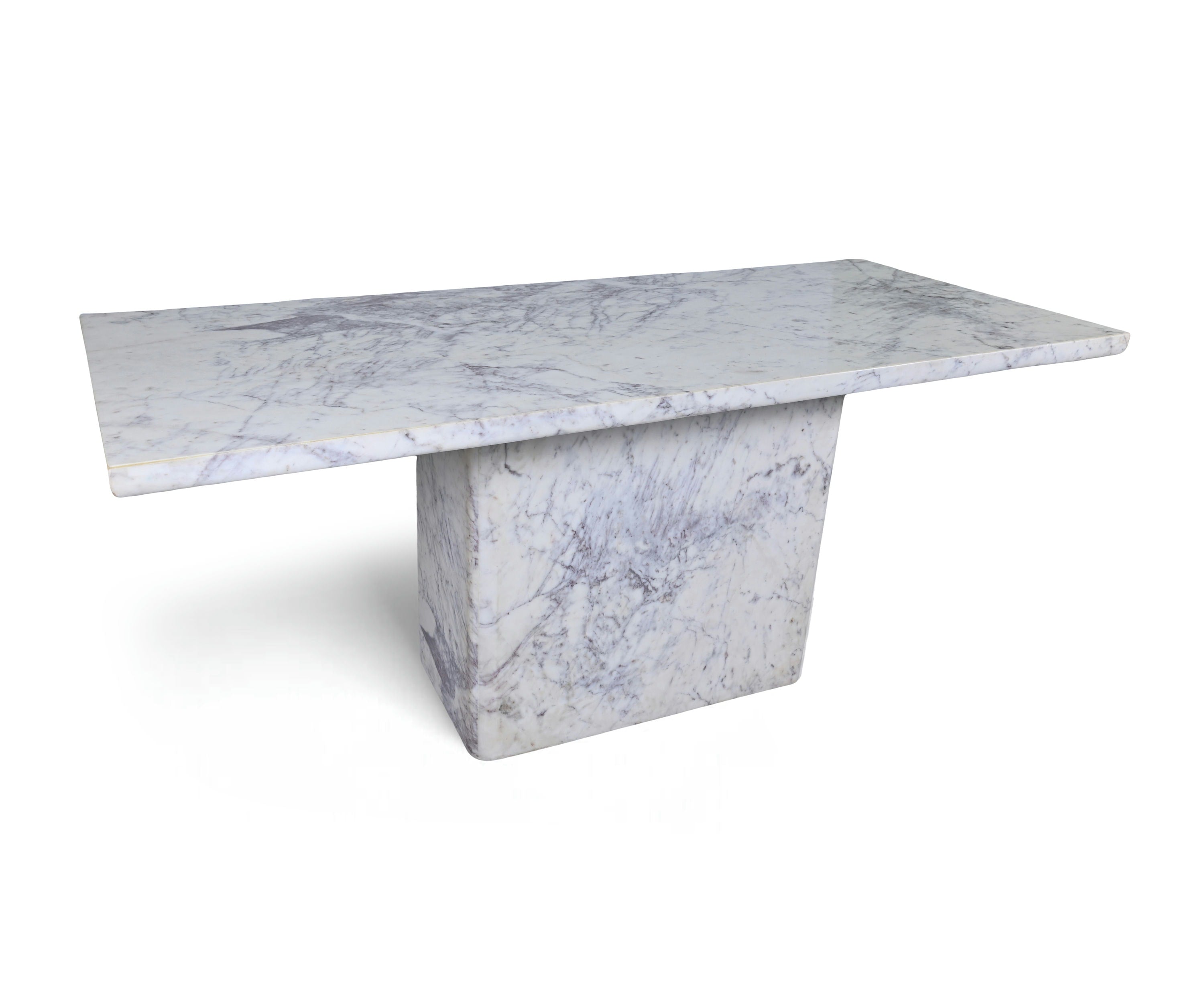 White Marble 6 Seater Dining Table with Pedestal Base