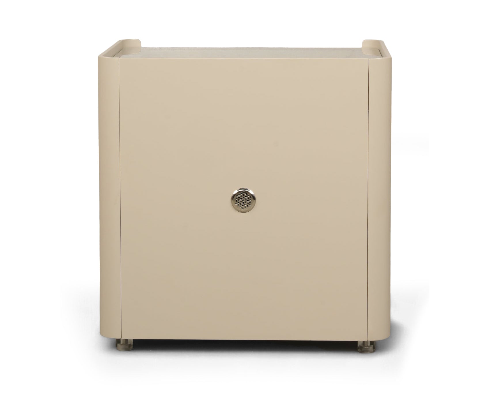 Taupe Organizer 3-Drawer Bed Side Table with Glass Top