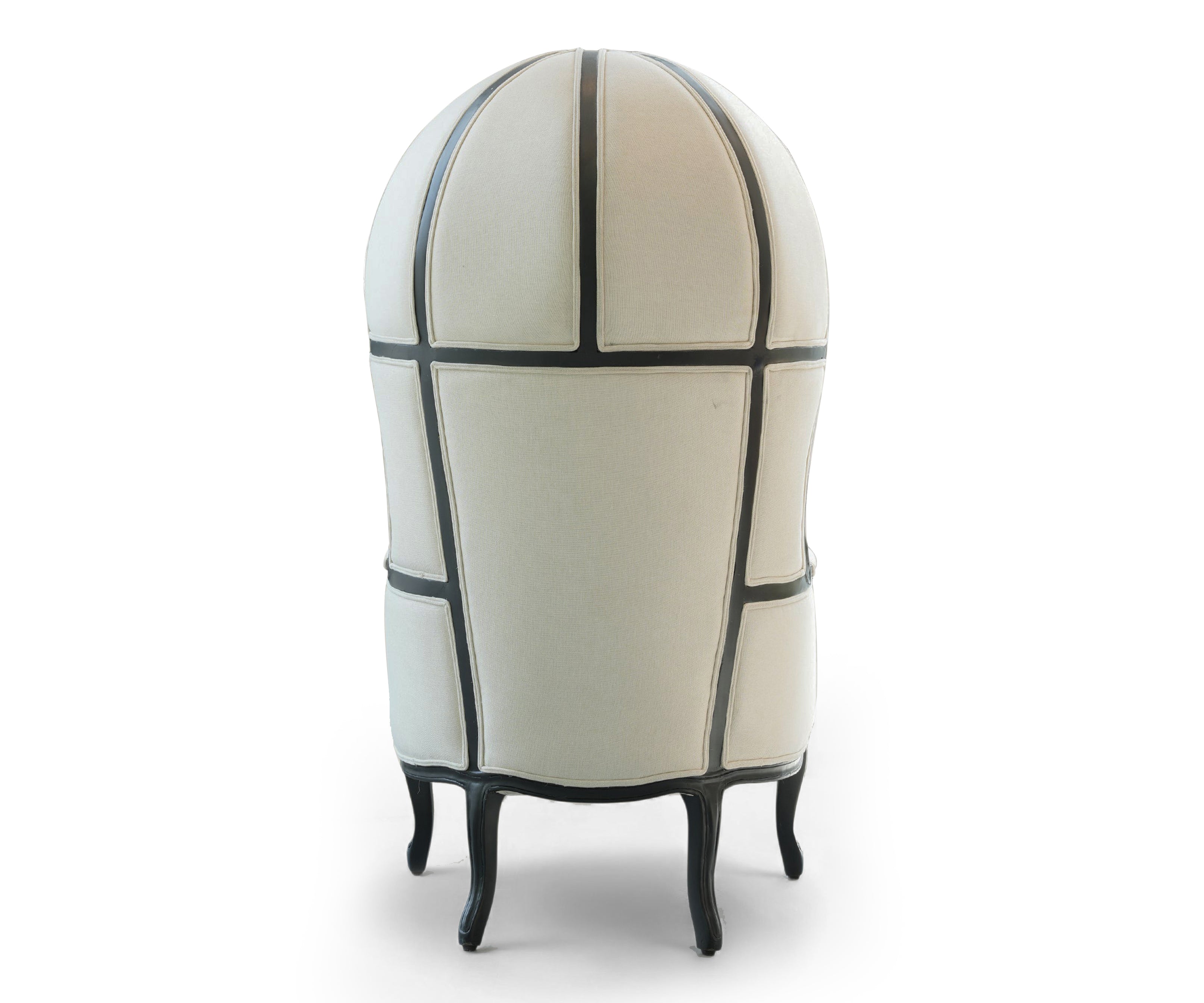 Black and Ivory High Back Wing Accent Chair
