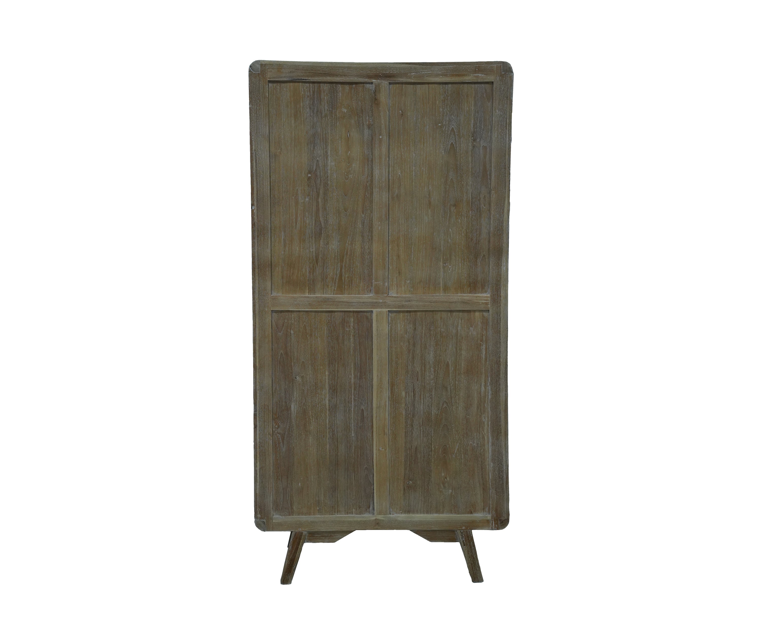 Natural Teak and Cane Double Door Wardrobe with Drawers