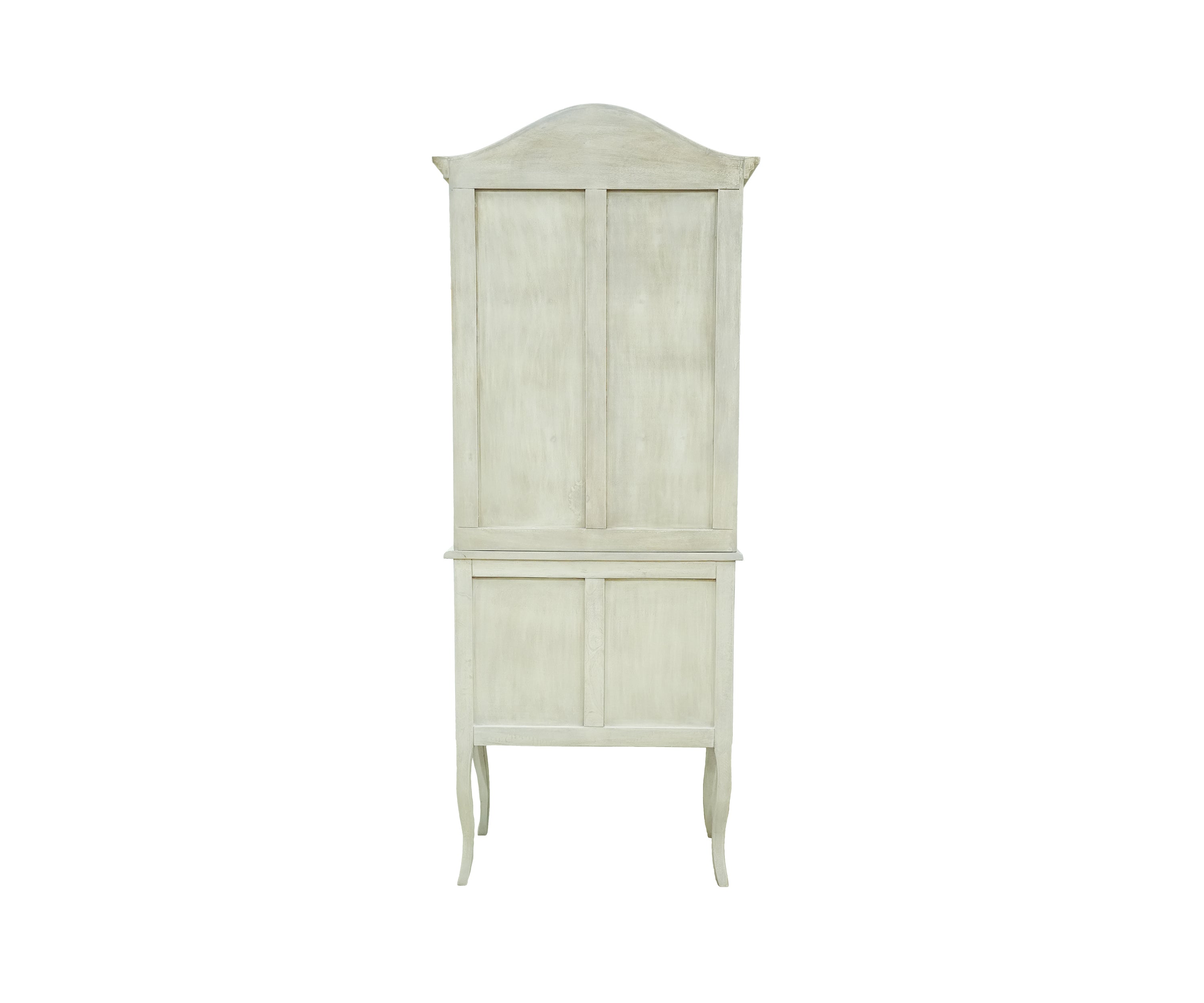 White French Country Display Cabinet with Open Shelves and Drawers