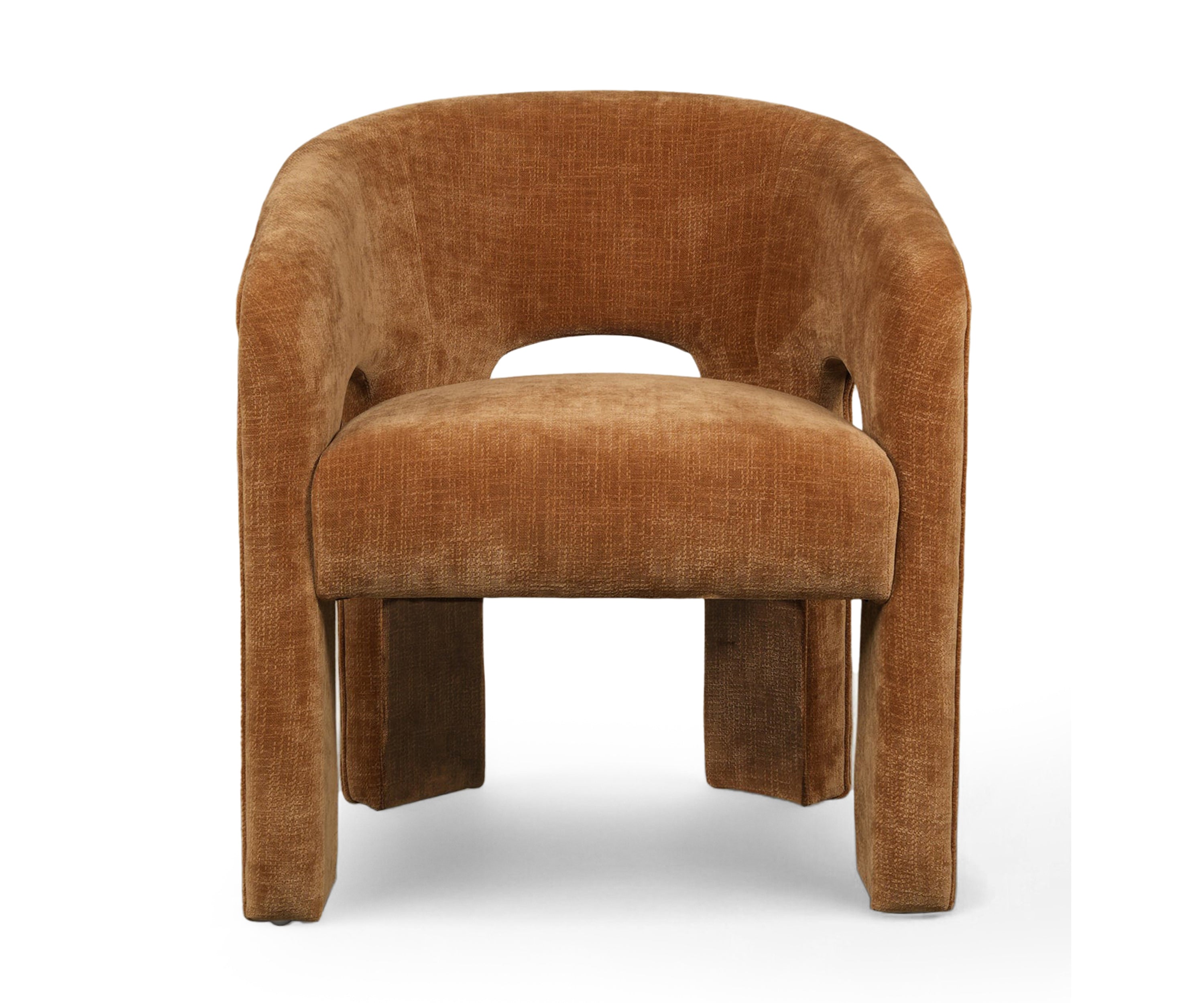 Camel Velvet Barrel Arm Chair