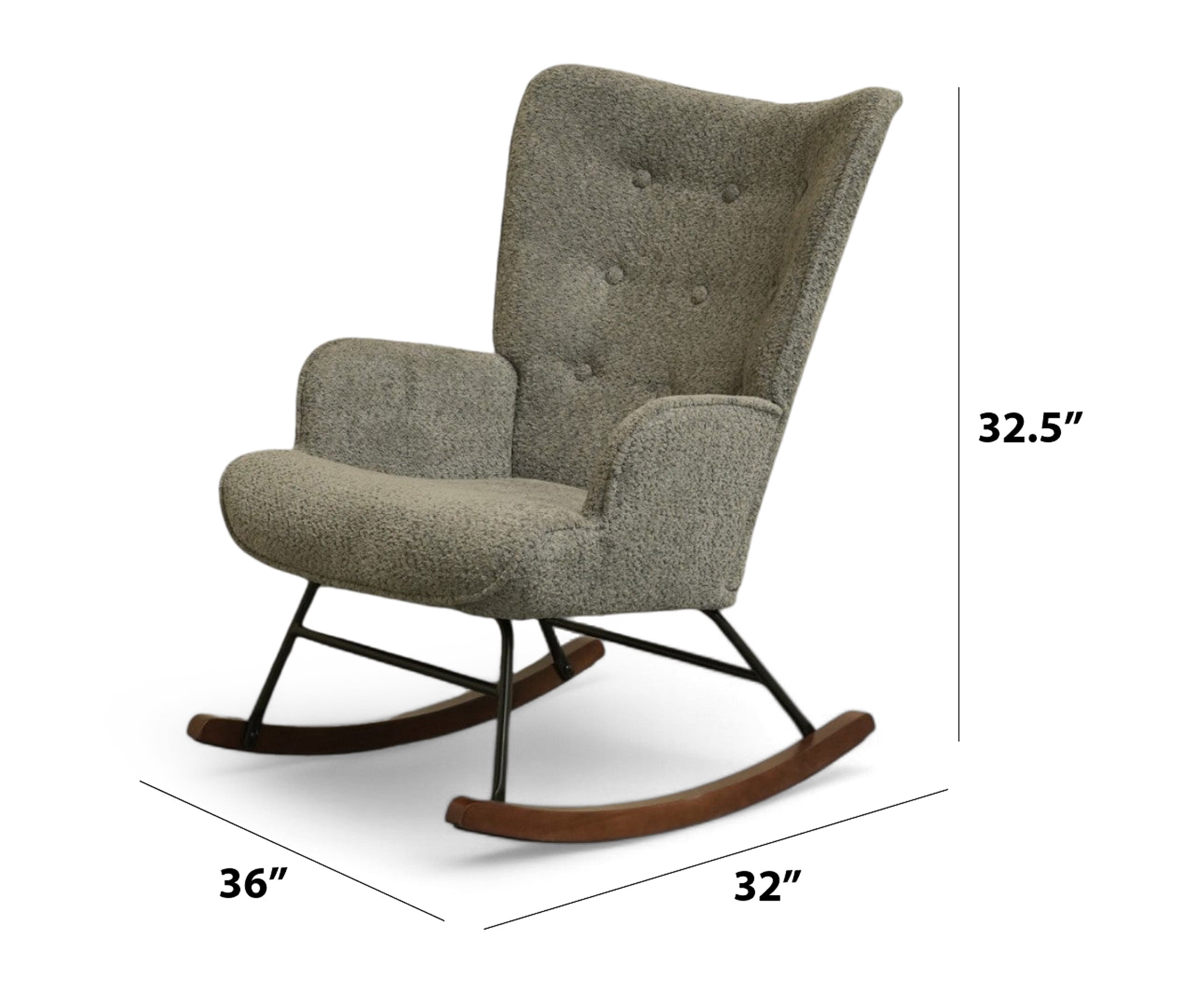 High Back Bouclé Rocker Chair - Gray