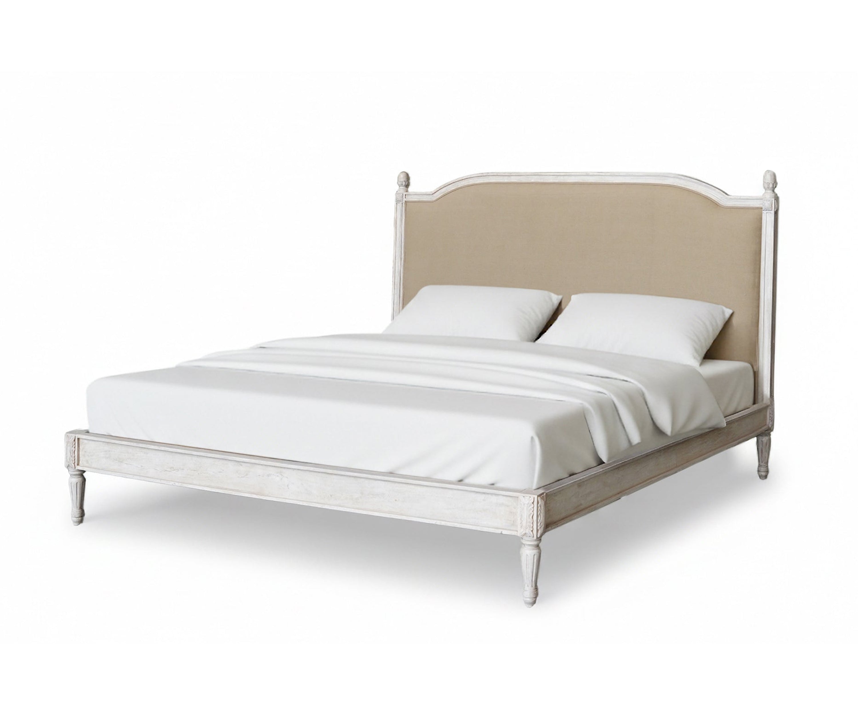 Antique White Gustavian Upholstered Arch Bed
