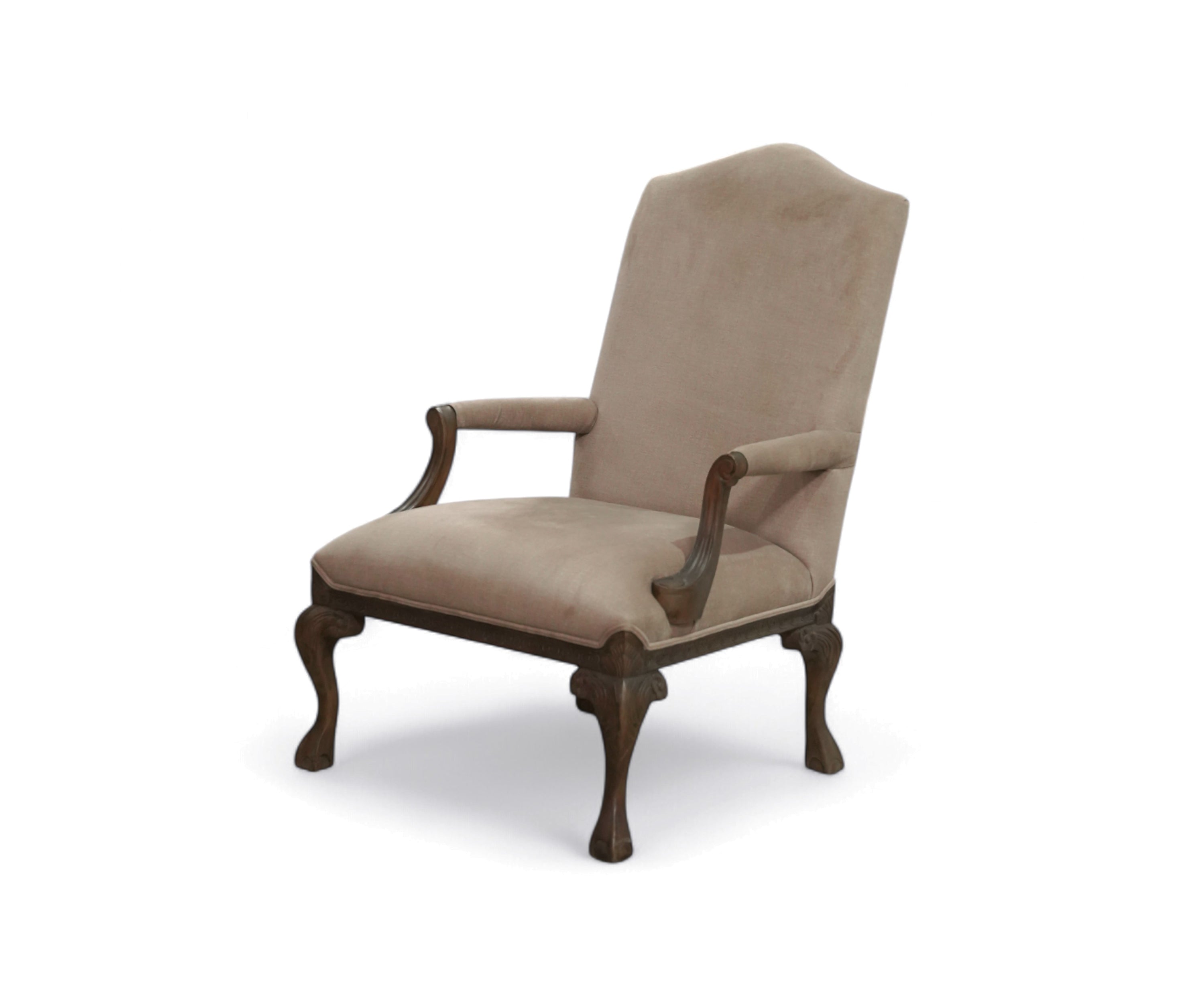 Carved High Back Armchair with Solid Wooden Frame